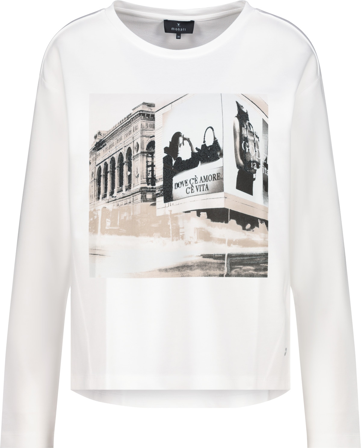 Monari T-shirt à manches longues »Shirt City Druck« Regular fit mit U-Boot-Ausschnitt