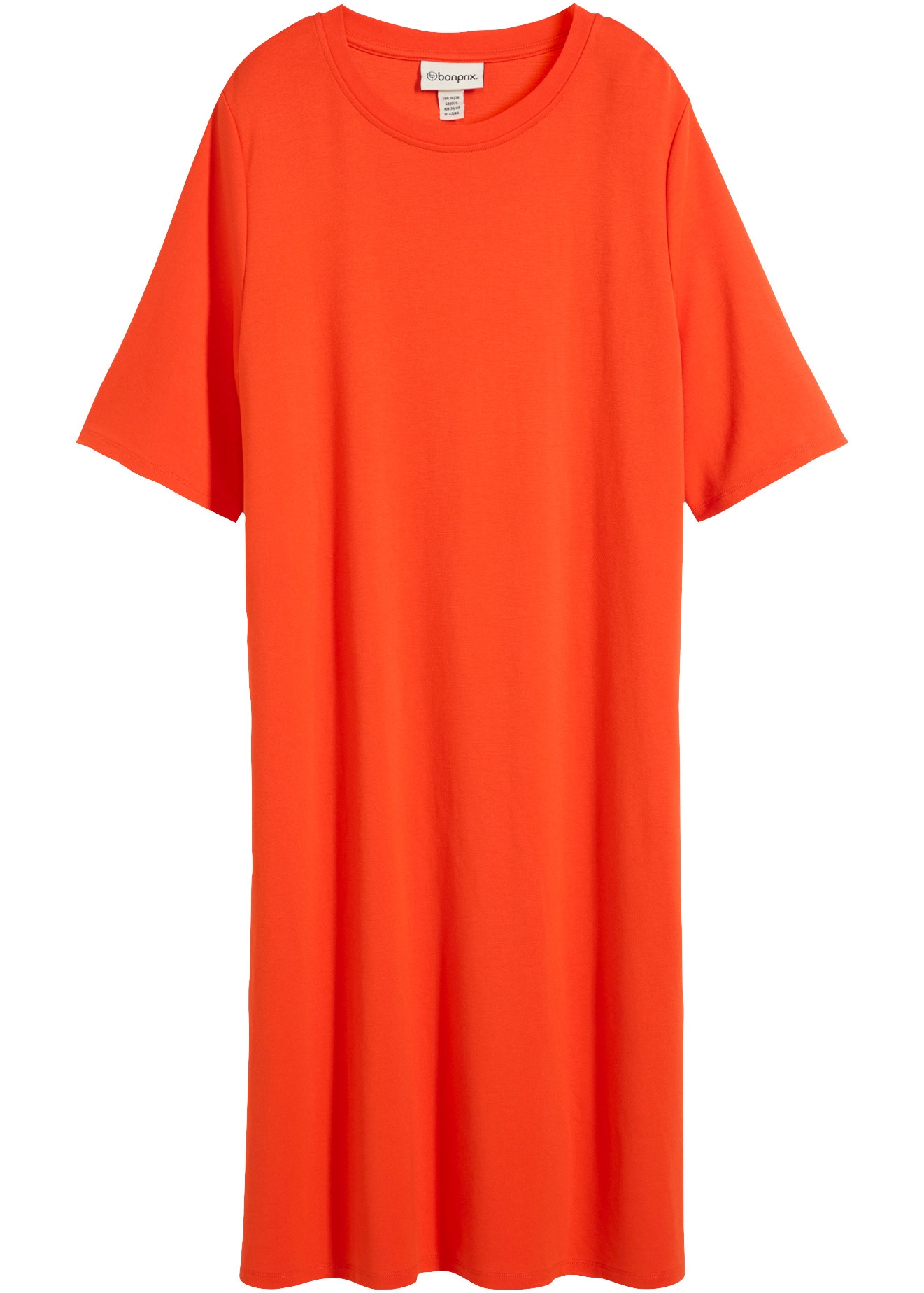 bonprix Robe t-shirt lässige Passform, A-Linie, Kurzarm-Design, aus Viskose, ohne Kragen
