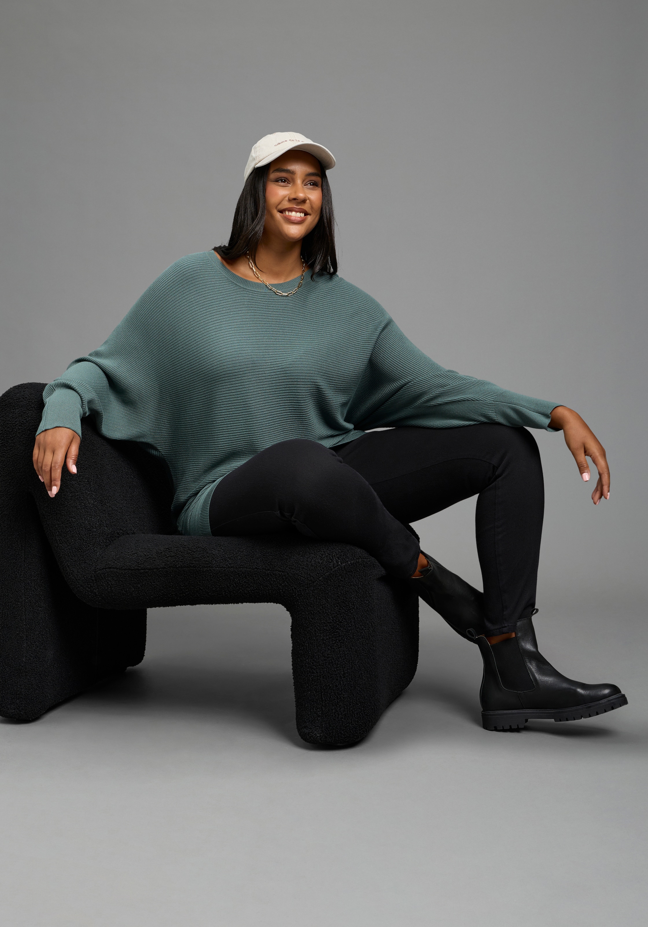 Laura Scott CURVE Pull en tricot »Grosse Grössen« en tricot côtelé, coupe décontractée, aussi en grandes tailles