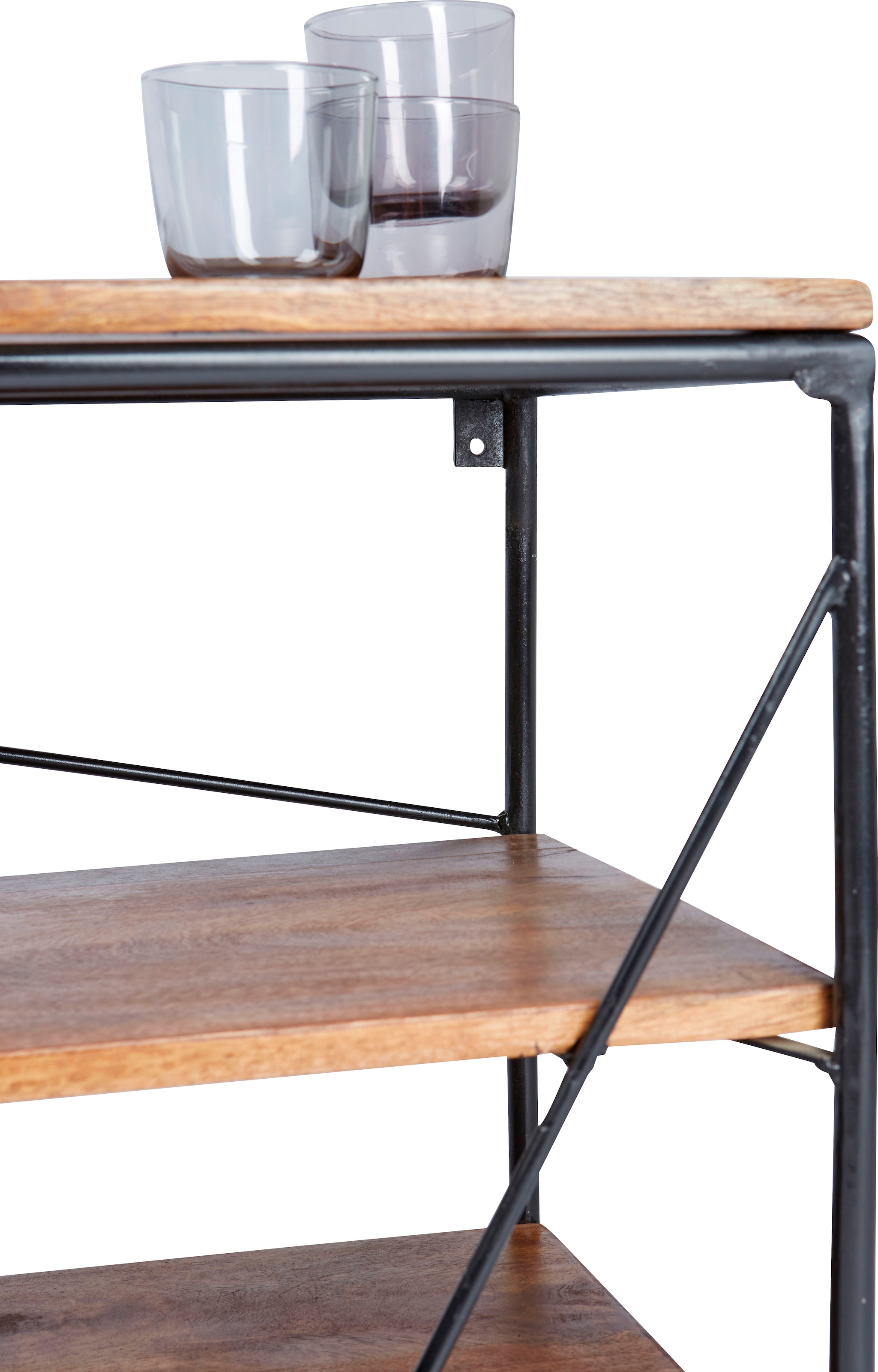 SIT Table basse »Rüdesheim aus Mangoholz mit Metallgestell für TV & Wohnzimmer« Polyvalent en meuble bas TV ou étagère au design industriel