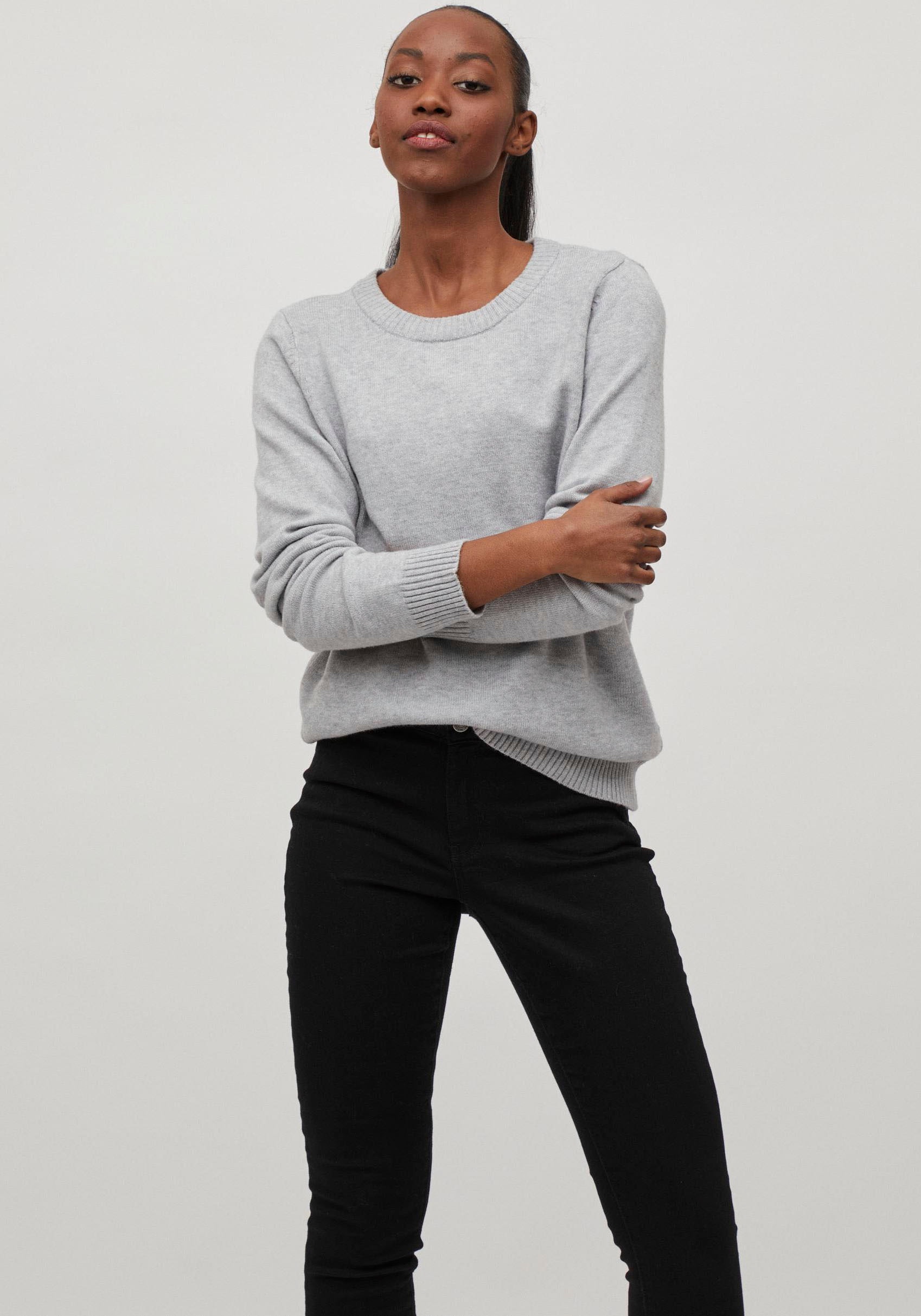 Vila Pull à col rond »VIRIL-O-PULLI« Feinstrick mit feinen Strickdetails