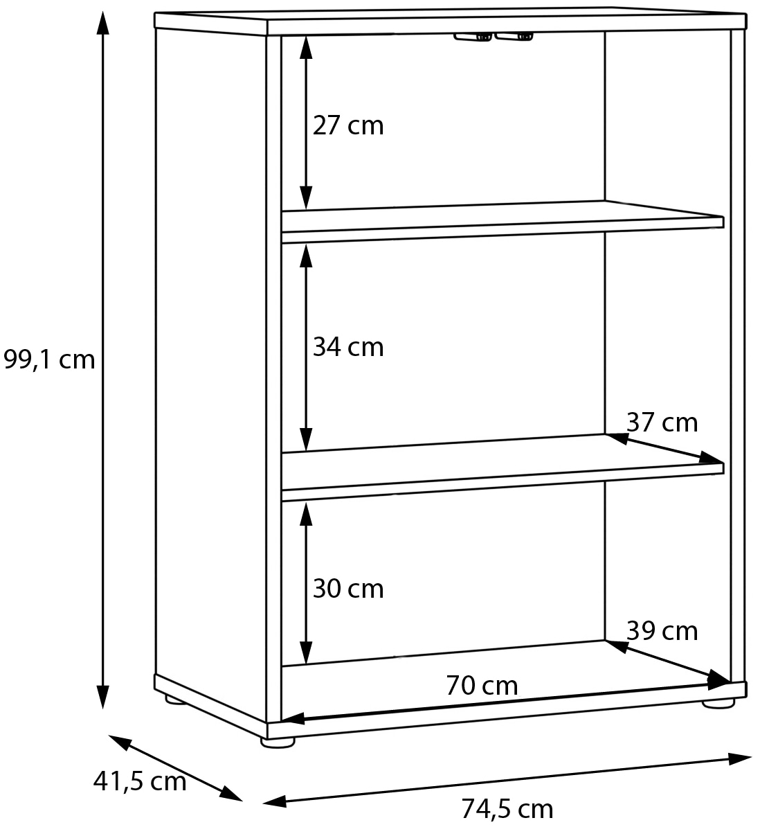 FORTE Commode »Alice Springs. Kommode, 2 Türen, B/H/T 74,5/99,1/41,5 cm« portes sans poignée, ouverture par pression