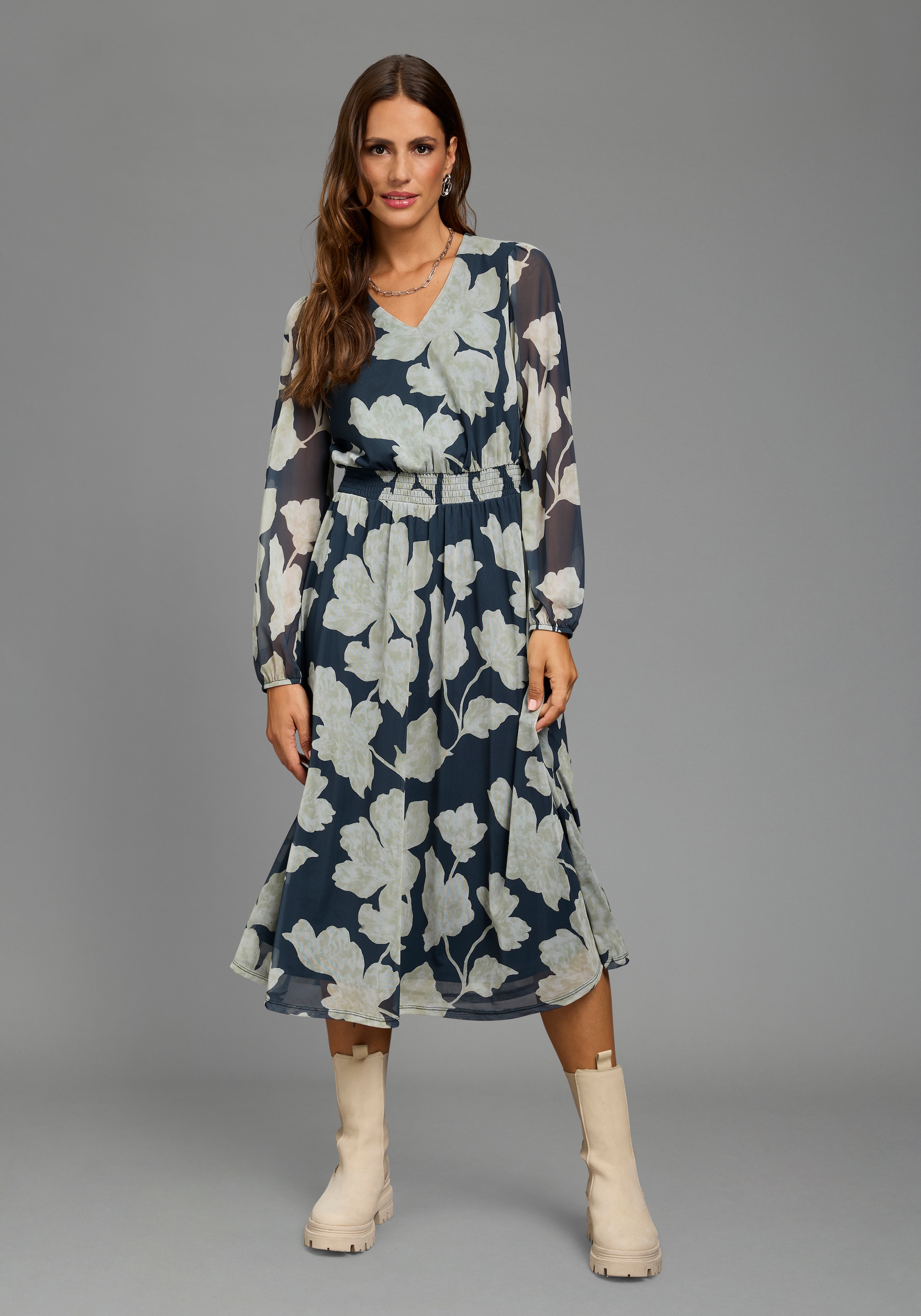 Laura Scott Robe en maille longueur mollet, coupe ajustée, en jersey et mesh élastiques