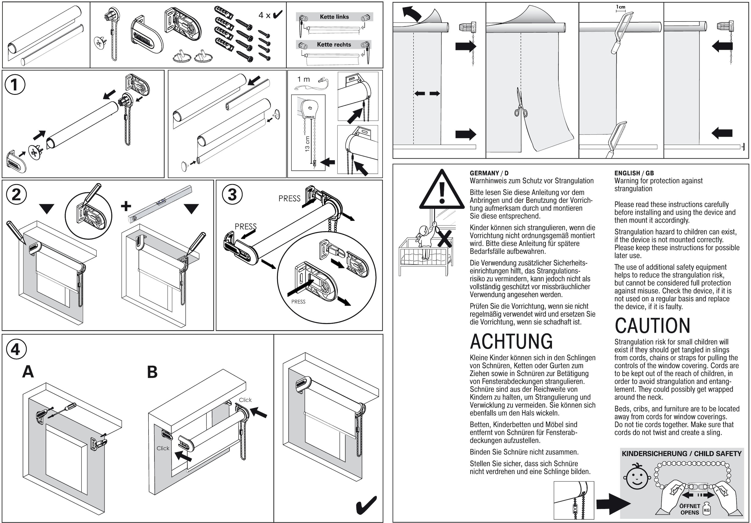 GARDINIA Seitenzugrollo »Uni-Rollo« Lichtschutz Sichtschutz mit Bohren freihängend 1 Stück, im Fixmass