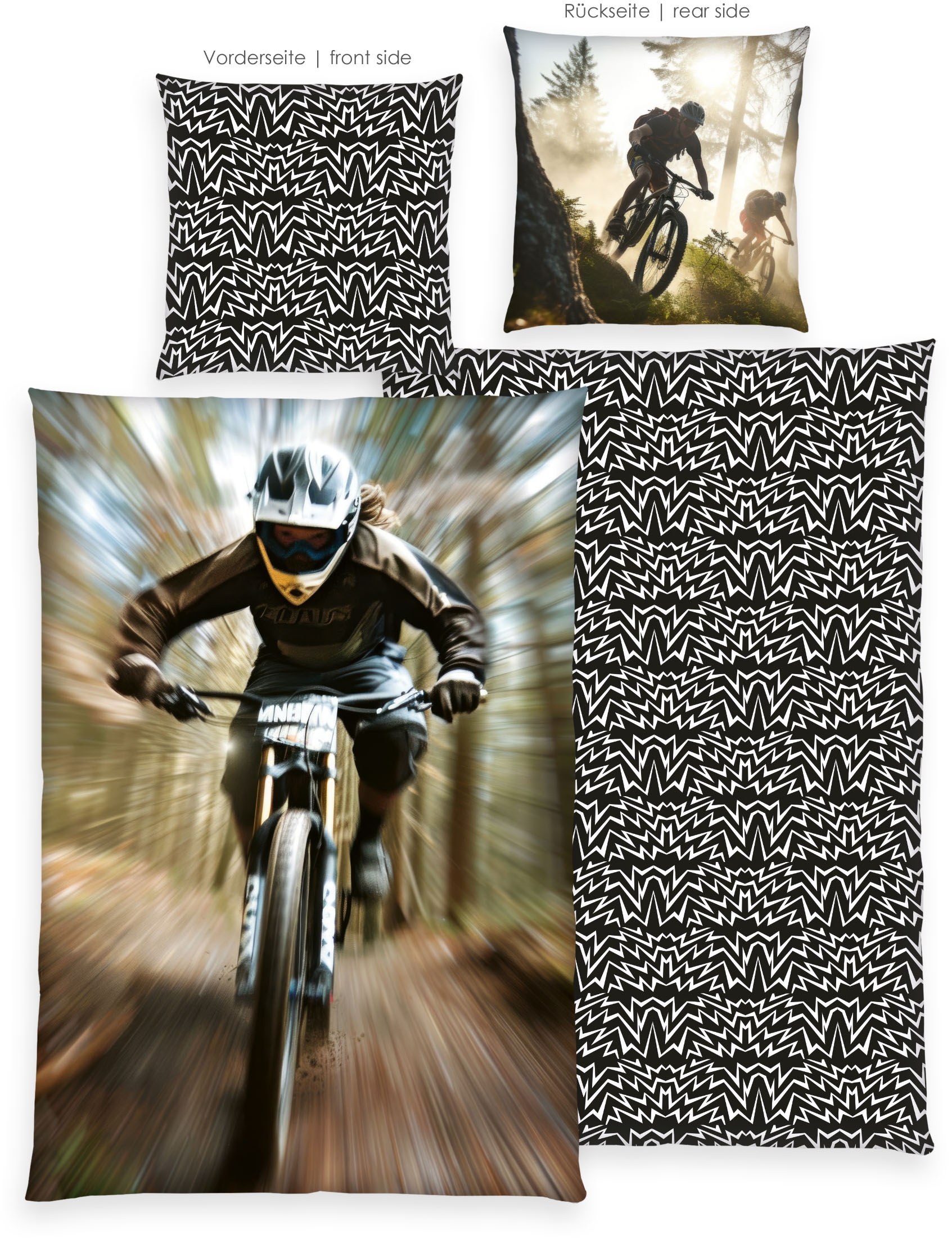 Herding Young Collection Wendebettwäsche »Young Collection Mountainbike« 2 Stk. mit Motocross Design