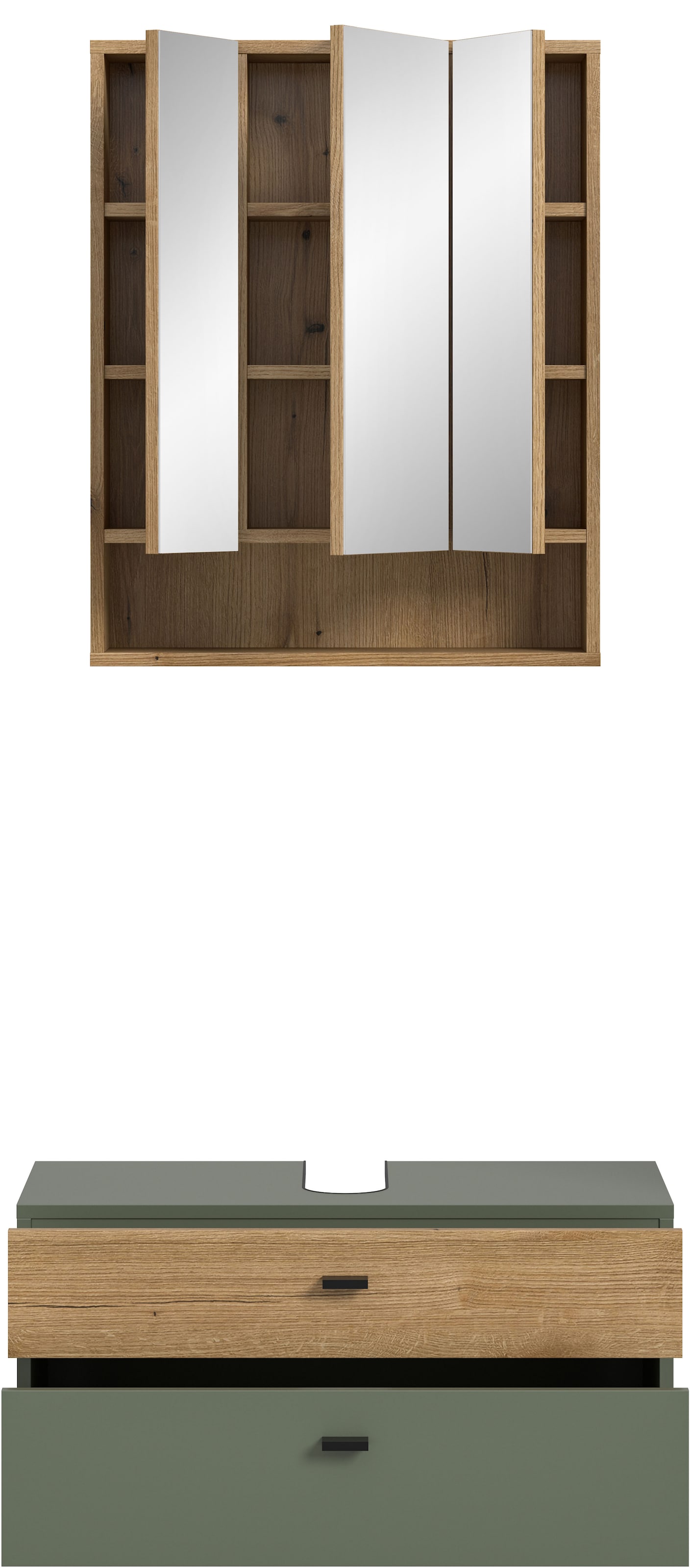 welltime Ensemble de meubles de salle de bain »VANN, 2-teilige moderne Badkombination« 1x Waschbeckenunterschrank, 1x Spiegelschrank, 2 cuis tlg.