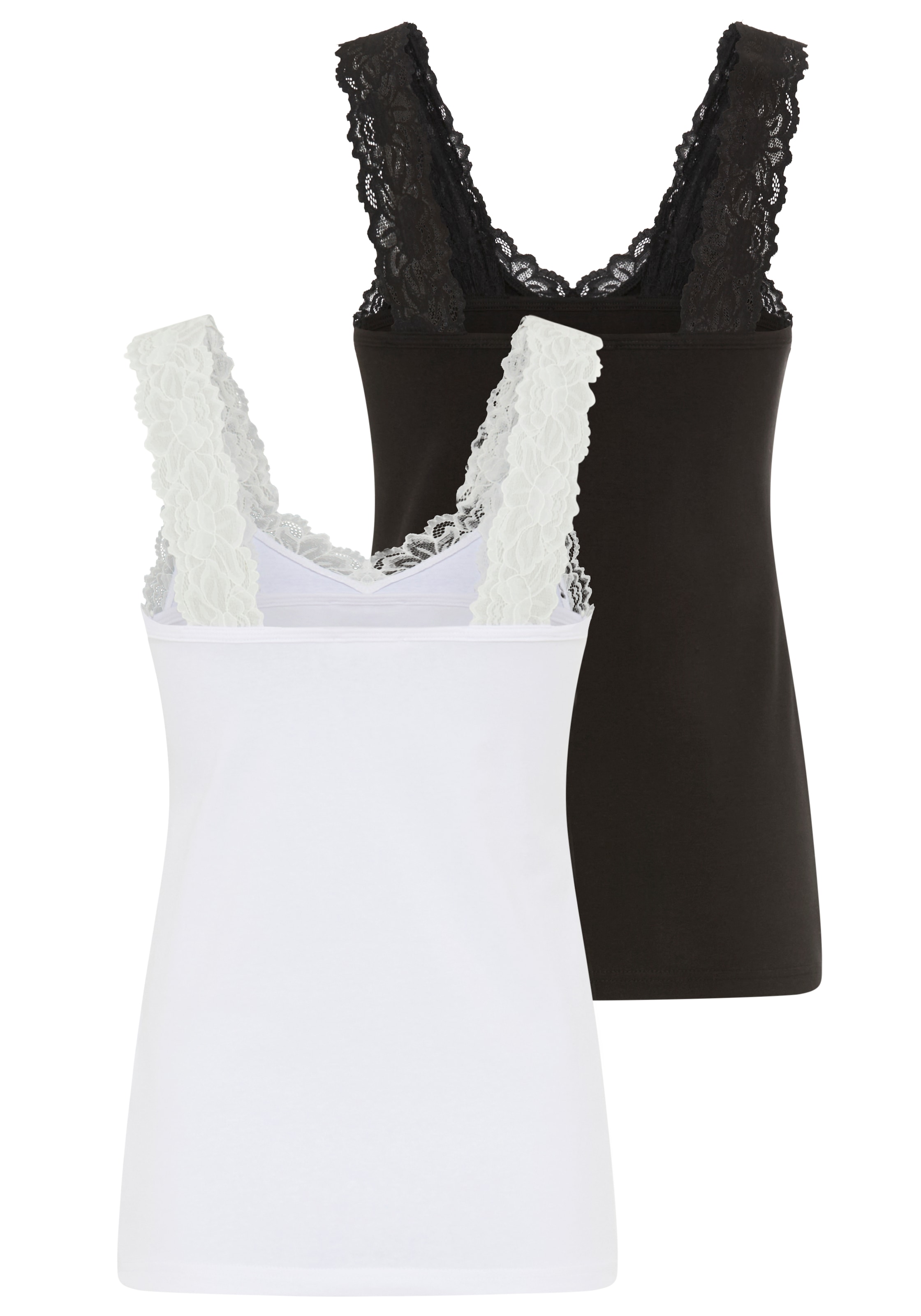 Tamaris Spitzentop mit femininen V-Ausschnitt, figurbetont