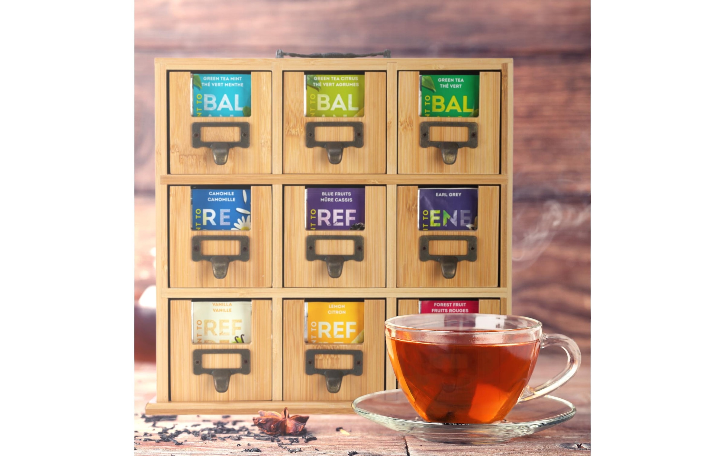 relaxdays Teebox »Hellbraun/Kupfer« 1 Stk. tlg. Holzart: Bambus (China)