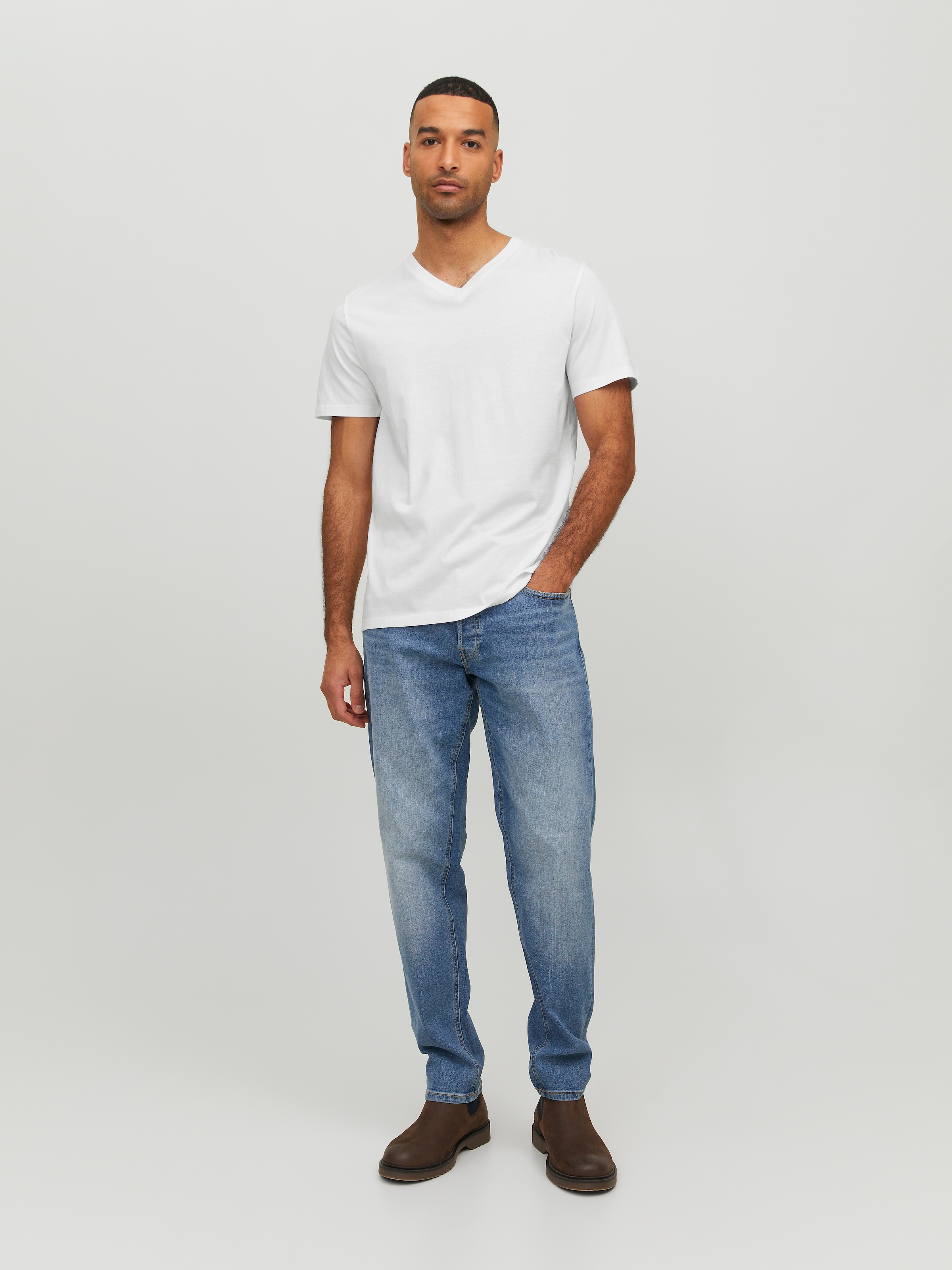 Jack & Jones T-shirt en V »JJEORGANIC mit V-Ausschnitt, lässig kombinierbar, ideal für Alltag« unifarben, modisch, regular fit, Baumwolle, V-Ausschnitt