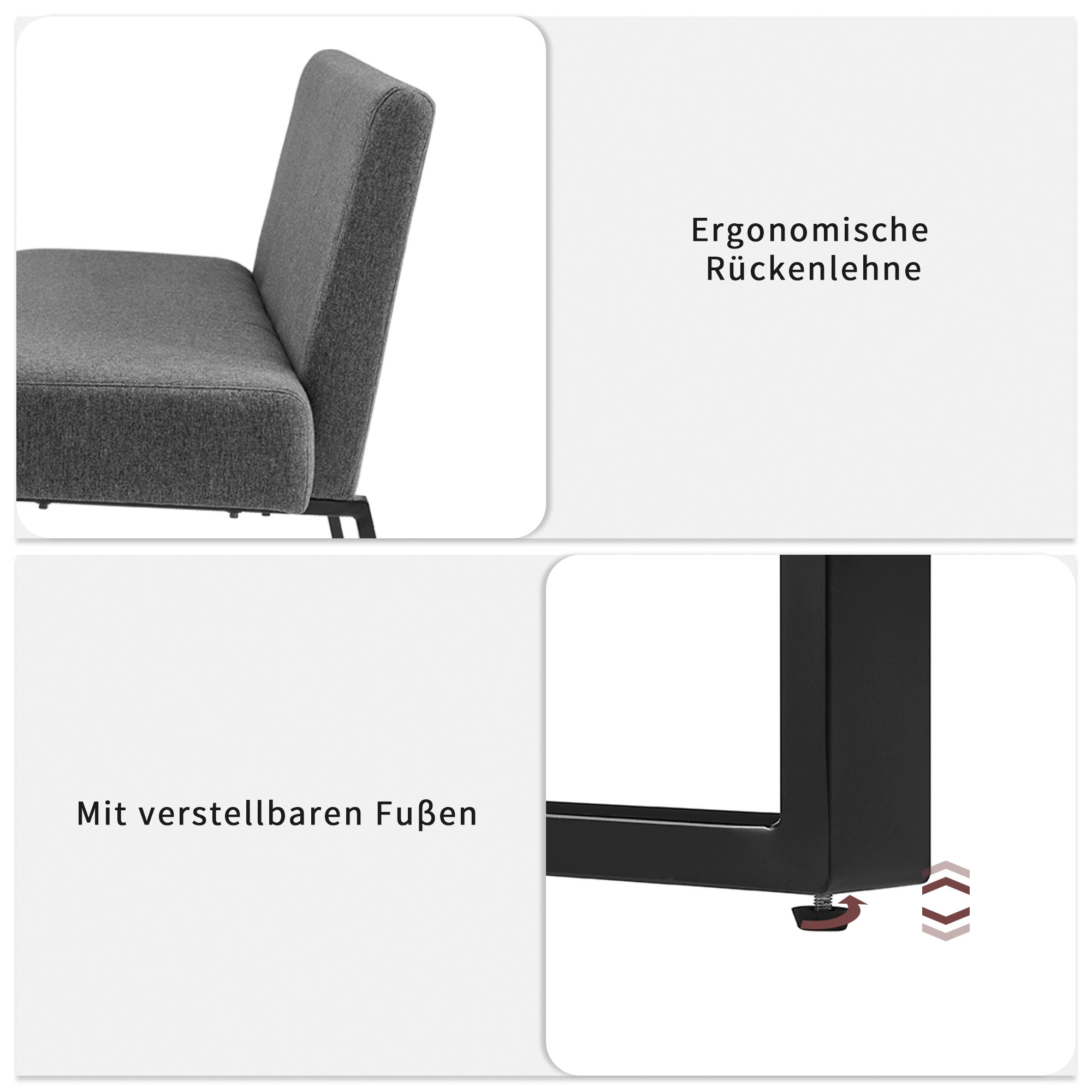 GOODproduct Ensemble de salle à manger »Gellina« Ensemble, 4 tlg. ausziehbarer Esstisch, Freischwinger, Sitzbank mit Rückenlehne