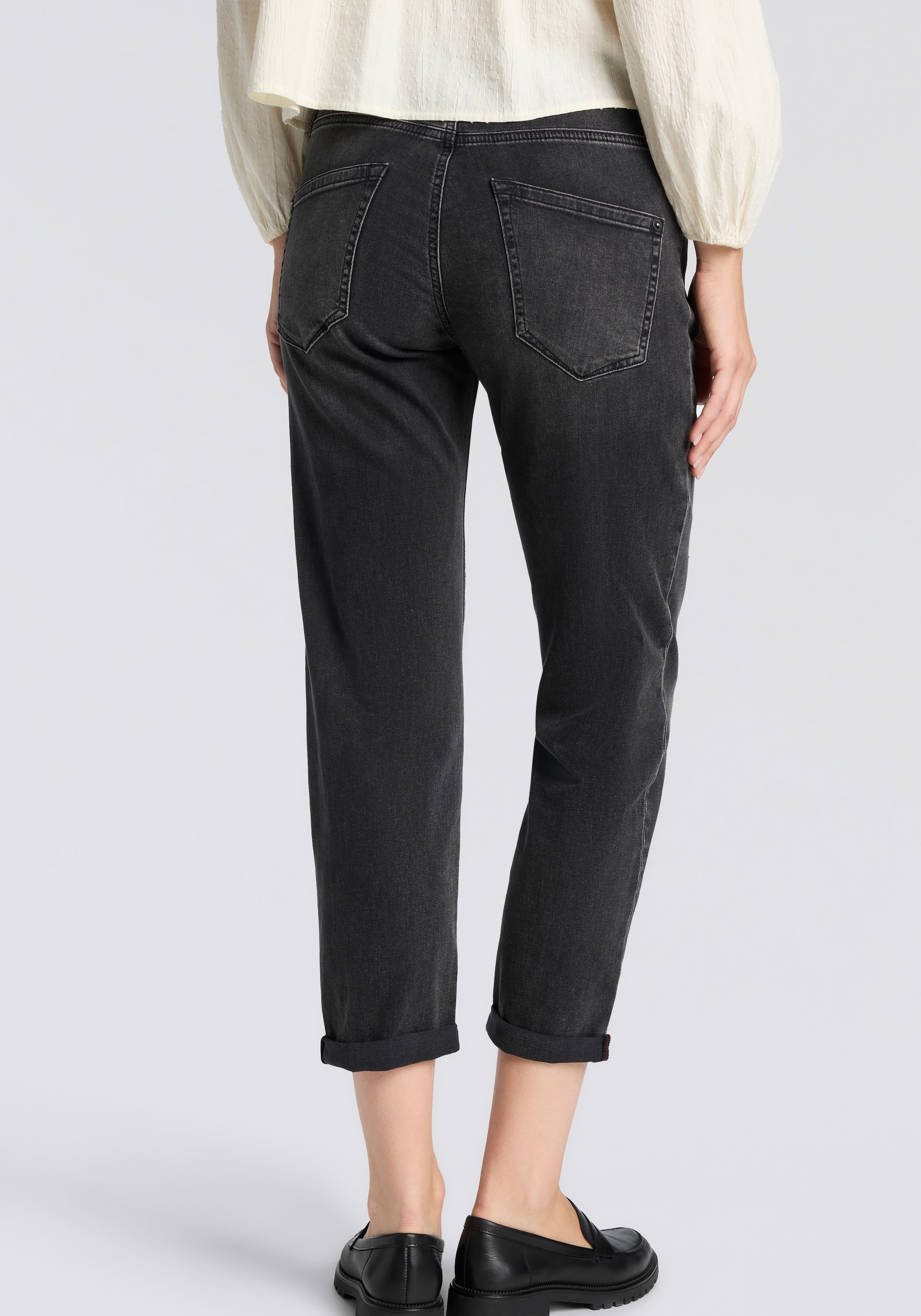 Herrlicher Jeans boyfriend »Shyra Tap Denim Black Light« mit halb verdeckter Knopfleiste