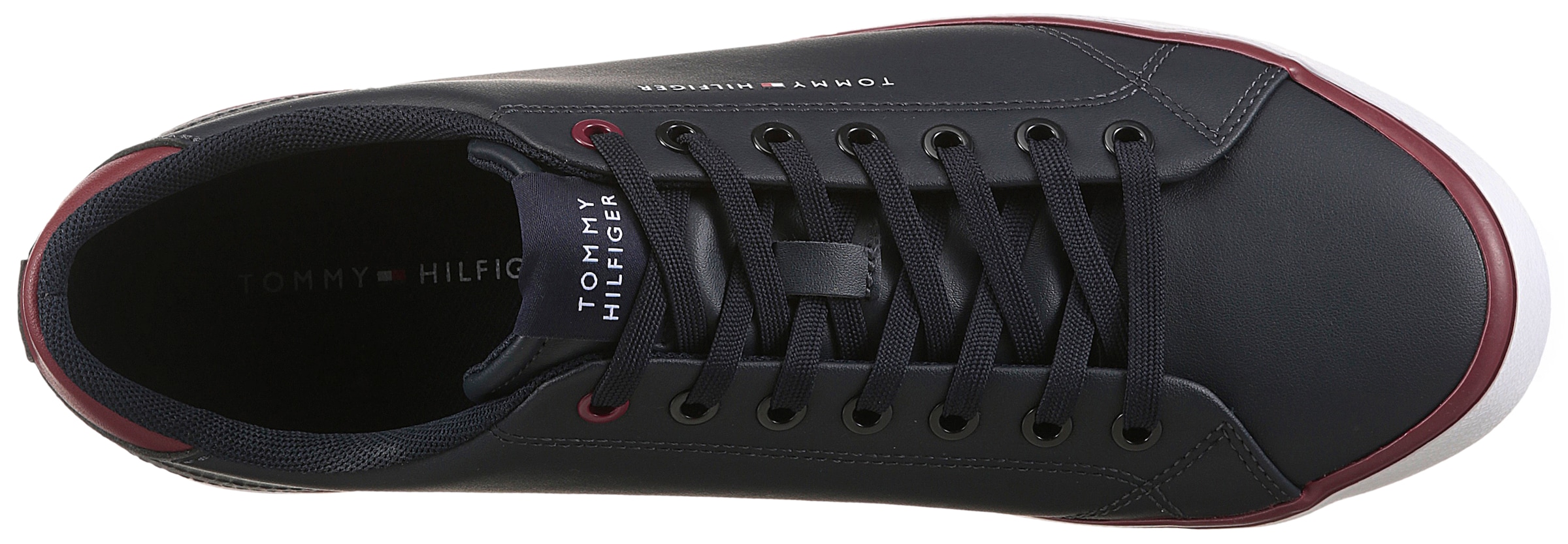 Tommy Hilfiger Sneakers »TH HI VULC CORE LOW LEATHER«  , Freizeitschuh, Halbschuh, Schnürer mit gepolstertem Schaftrand