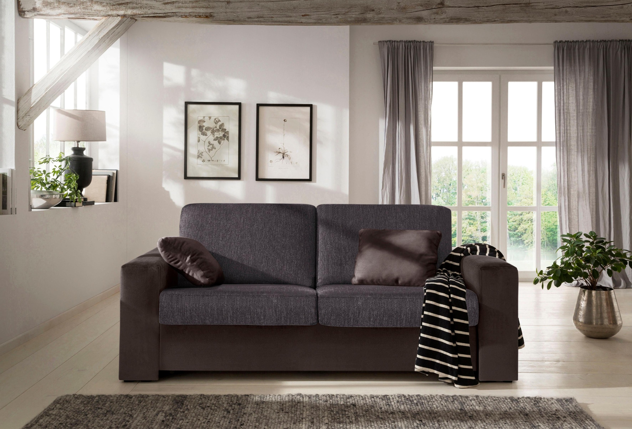 Home affaire Schlafsofa »Roma  Matratzenhöhe 14 cm« Dauerschlaffunktion, mit Unterfederung, Lattenrost, Matratze