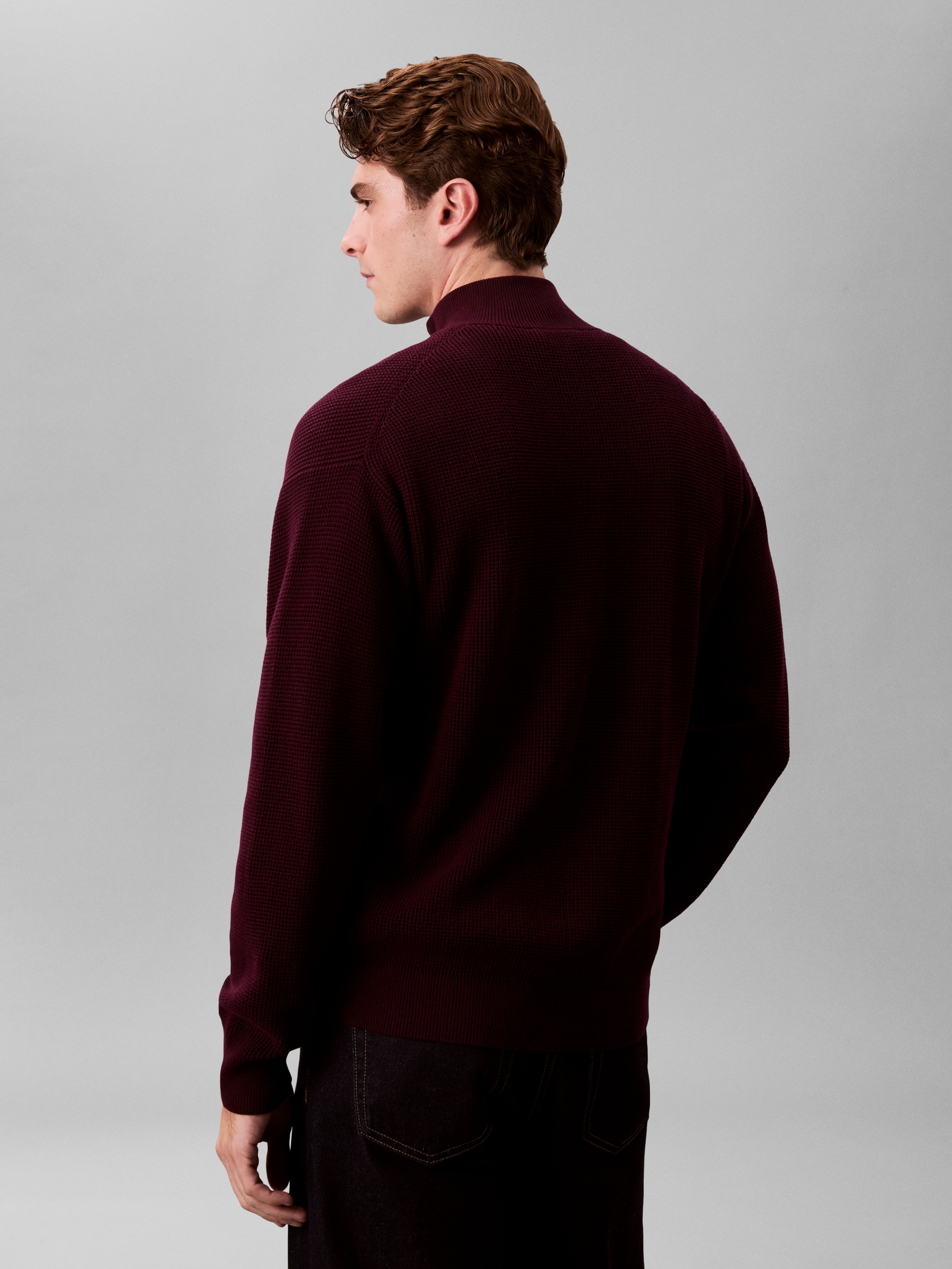 Calvin Klein Jeans Pull en tricot Troyerkragen mit Reissverschluss, Regular Fit