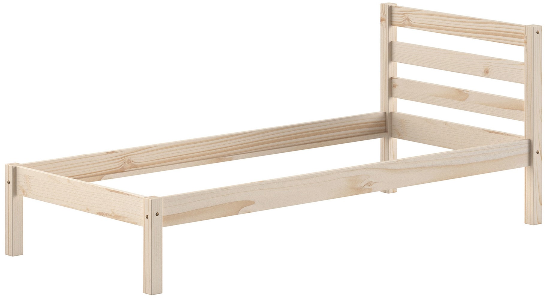 Vipack Lit en bois massif »Pino, universell einsetzbar, gradliniges Design, Made in Europe« L : 211 x H : 84,4 x P : 97,5 cm, surface de couchage 90/200 cm, construction solide,  incl. sommier à lattes, pin massif, naturel ou laqué blanc