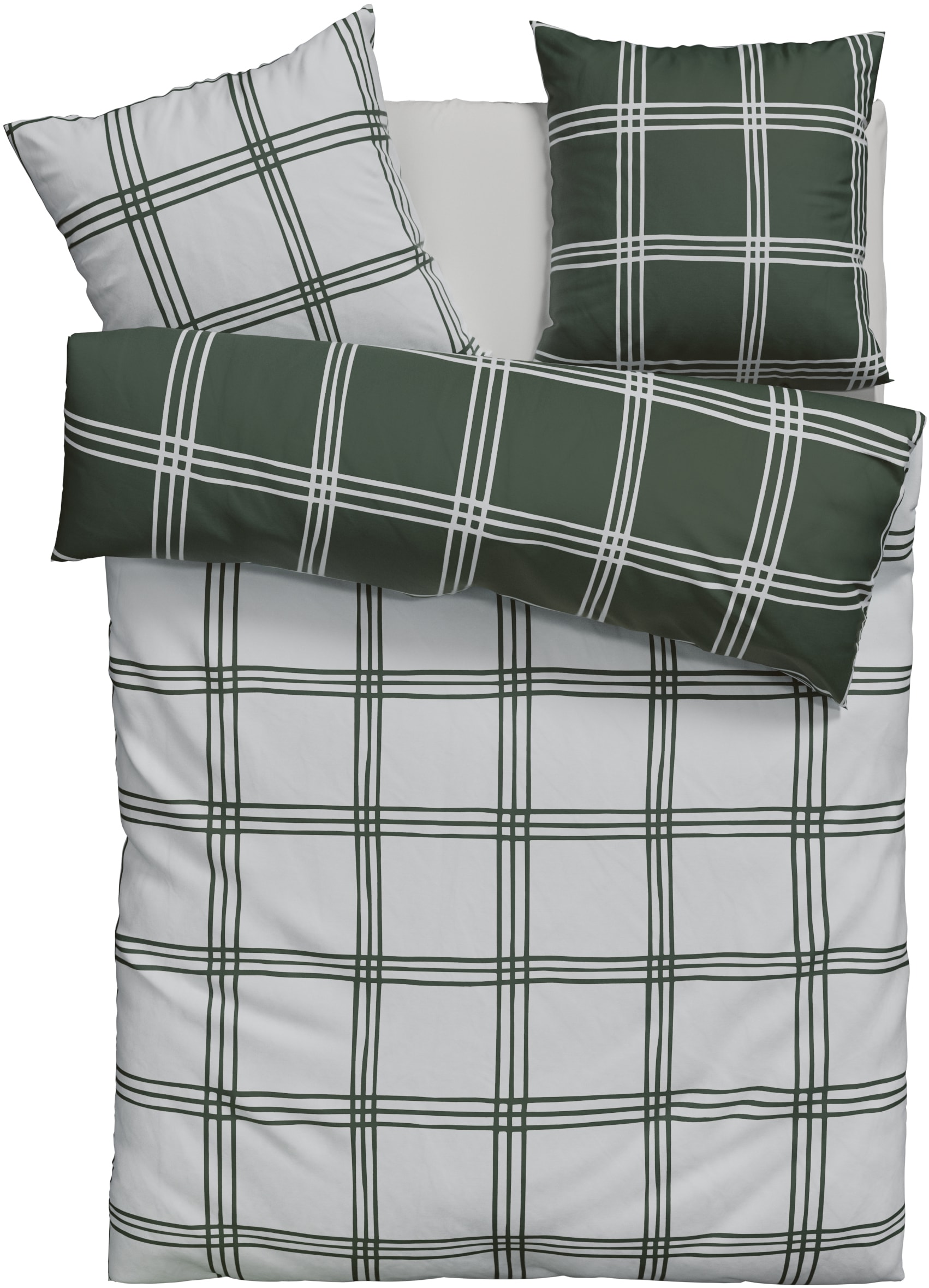 GOODproduct Wendebettwäsche »Karo« 2 Stk. karierte Bettwäsche aus Baumwolle, Bettwäsche mit Wendeoptik
