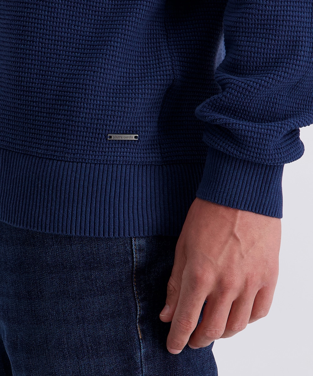 Pierre Cardin Rundhalspullover mit Waffelstruktur- Muster