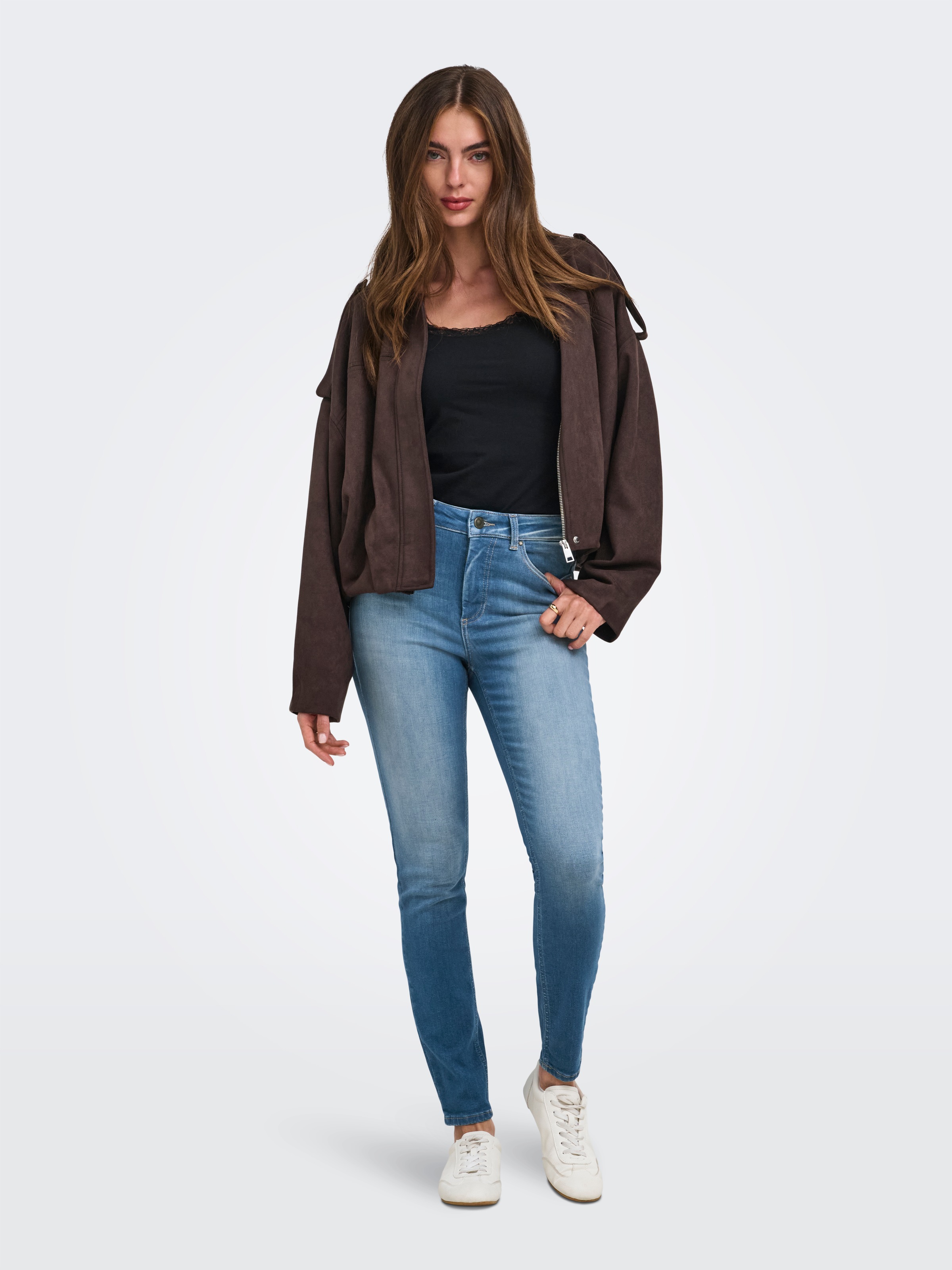 ONLY Jeans skinny »ONLBLUSH HW SKINNY ANK DNM« mélange de coton, coupe skinny