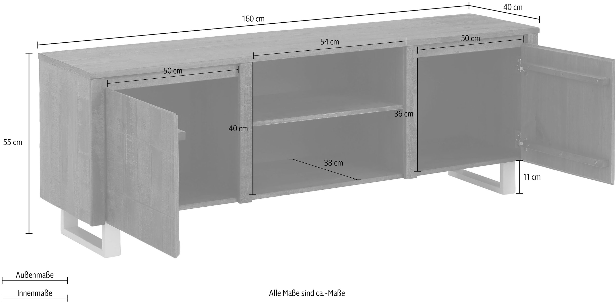 GOODproduct Table basse »Lagos« Kommode aus massivem Kiefernholz, mit weiss lackiertem Beingestell
