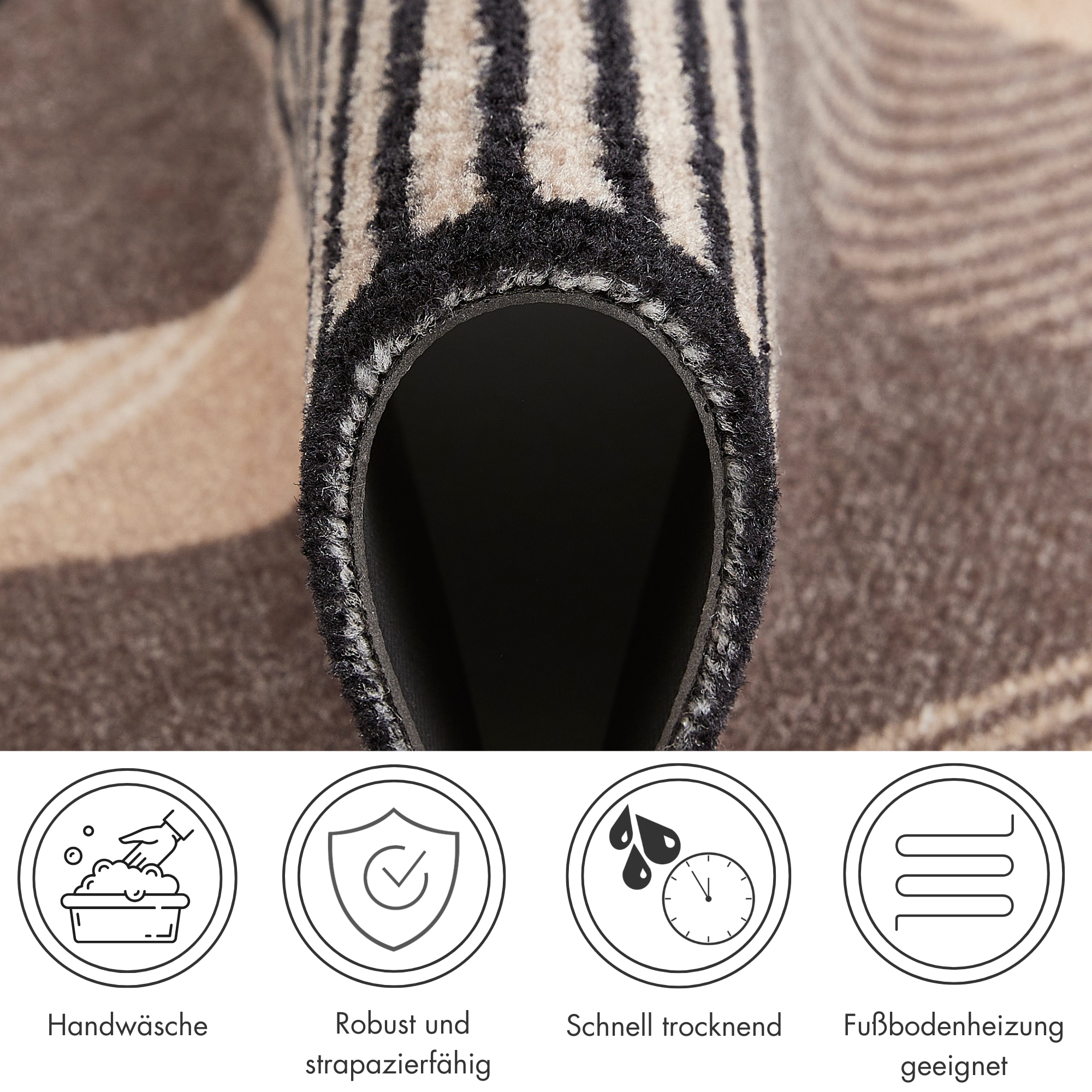 Barbara Becker Tapis de sol »Sense, Made in Belgium« Rectangulaire 7 mm Höhe Schmutzfangmatte, modernes Design, waschbar, auch als Läufer