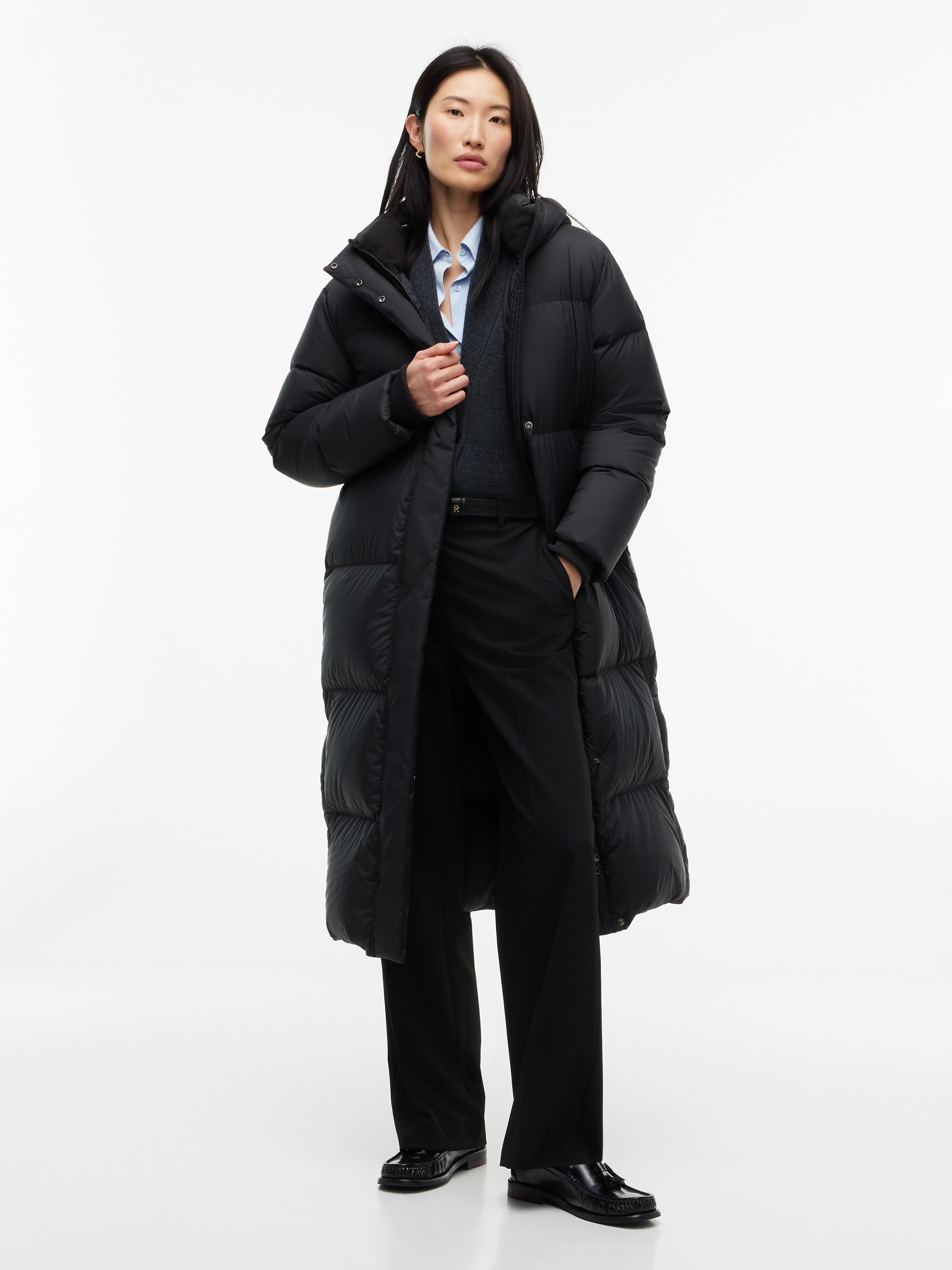 Tommy Hilfiger Steppmantel »DOWN MAXI MODERN COAT« Kunstfaser, Kapuze
