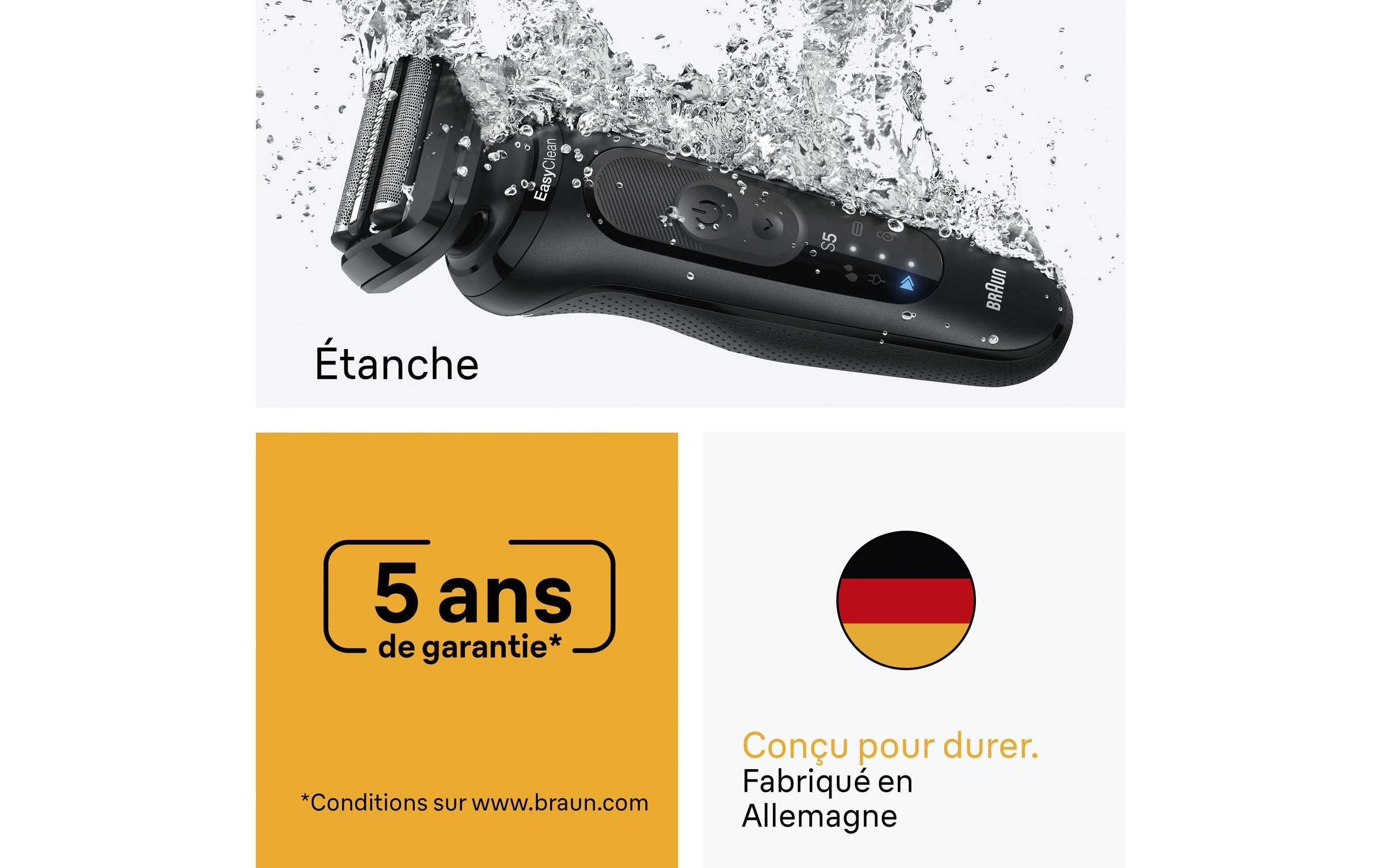 Braun Rasoirs électriques »Series 5 52-N1200s« 1 cuis Aufsätze 100% wasserdicht, Präzisionstrimmer-Aufsatz, Bis zu 50 Min