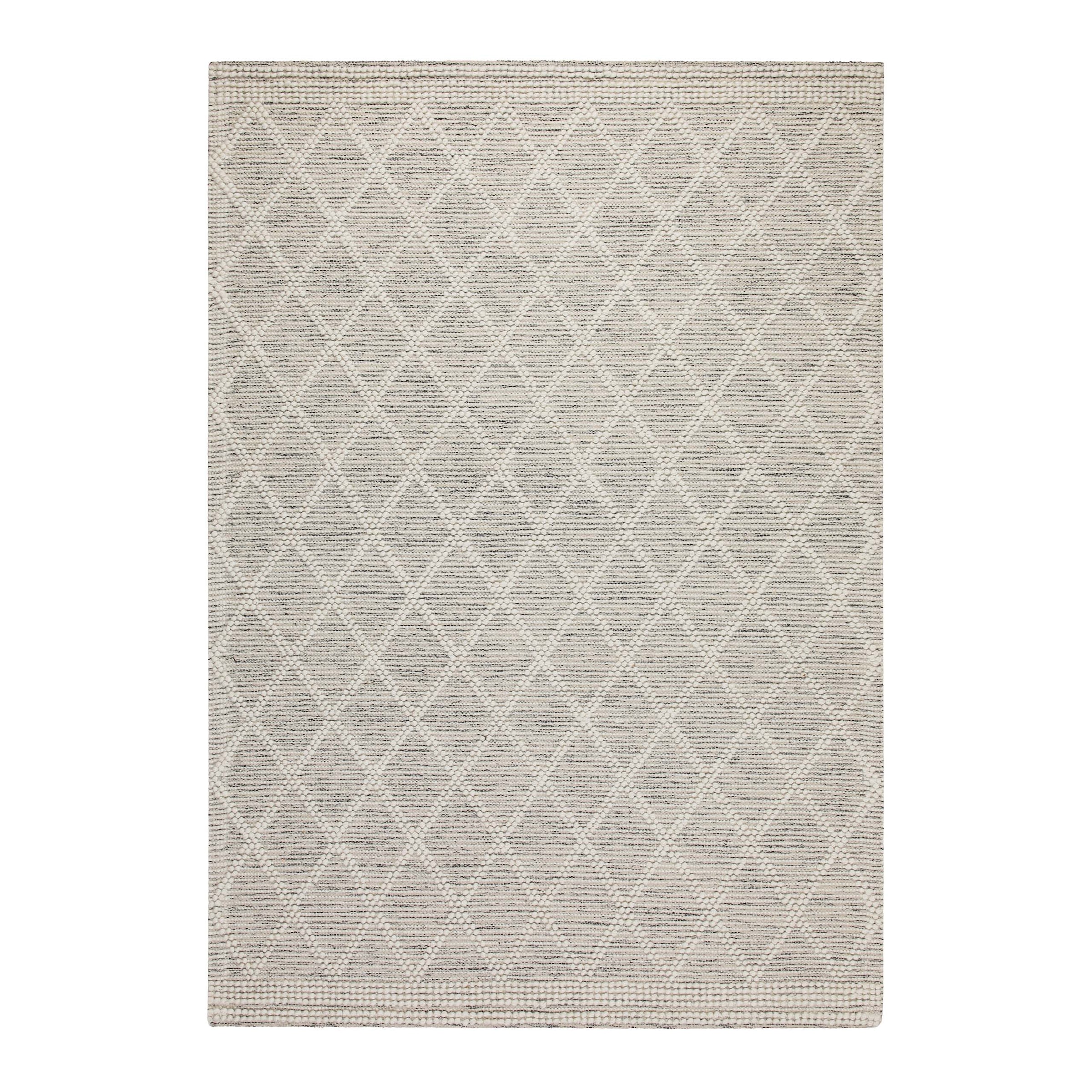 GOODproduct Teppich »Jeppe« rechteckig 8 mm Höhe 70% Wolle, handgewebt, Raute, Hoch-Tief, Wohnzimmer, Naturfaser