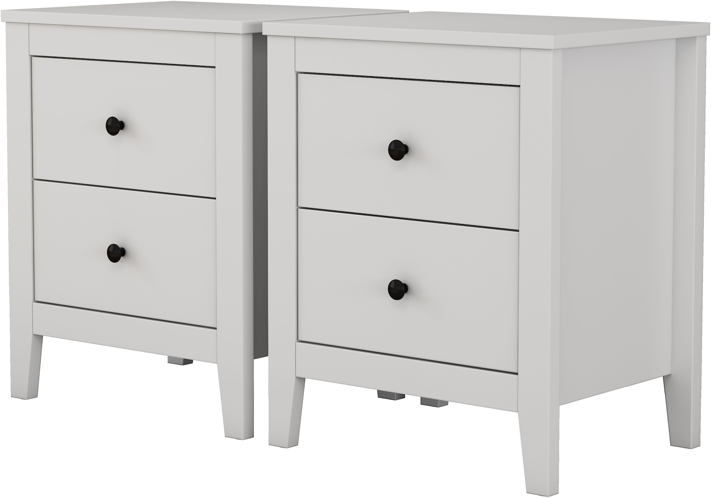 GOODproduct Table de nuit »Borkum Nachttisch Set im Landhaus Design weiss Bestseller« Set, 2 Schränke im Set, schwarze Griffe aus Metall,  Nachttisch Set mit je 2 Schubladen , Beistelltisch