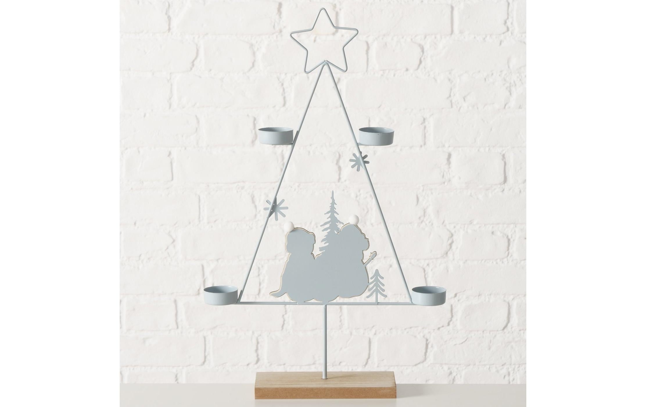 BOLTZE Dekoobjekt »Teelichthalter Frosty Holz, 31 x 49.5 cm«