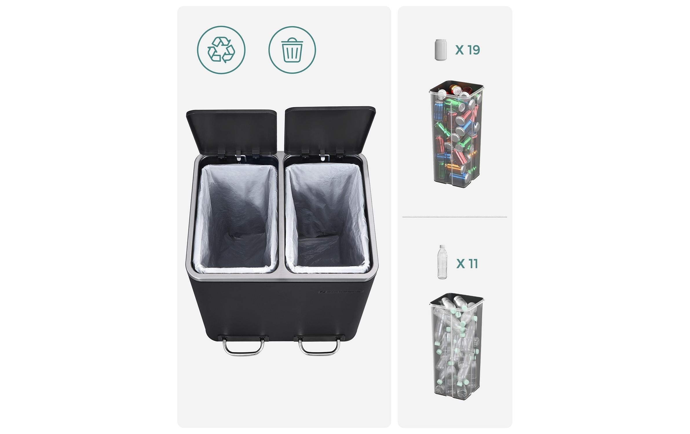 SONGMICS Poubelle »30 l« 2 Behälter