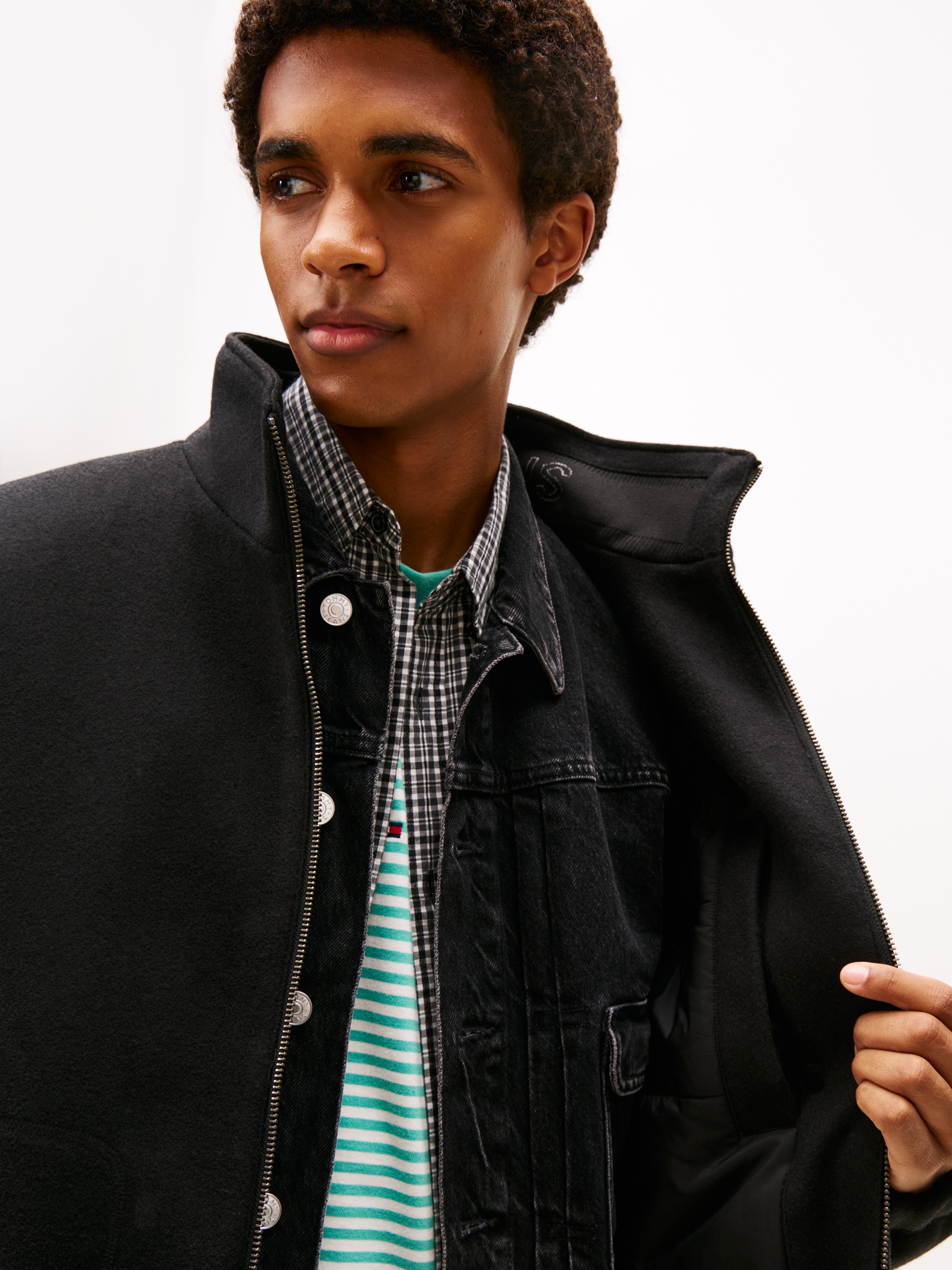 Tommy Jeans Veste polaire »TJM ESSENTIAL WOOL PADDED« relaxed fit, Stehkragen