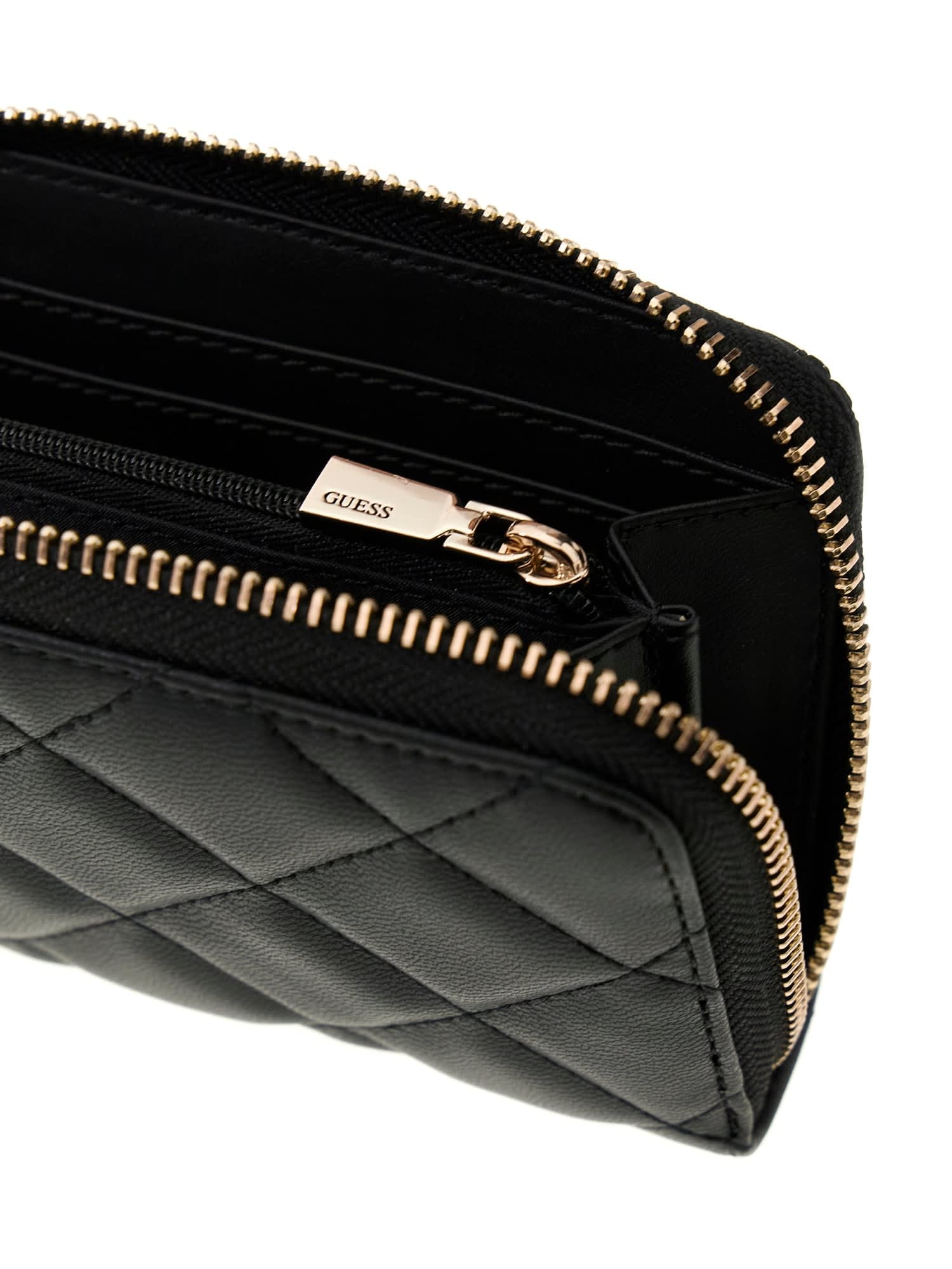 Guess Porte-monnaie »JULIET SLG MEDIUM ZIP AROUND« Damen Geldbeutel, Portemonnaie mit goldfarbenem Guess-Logo