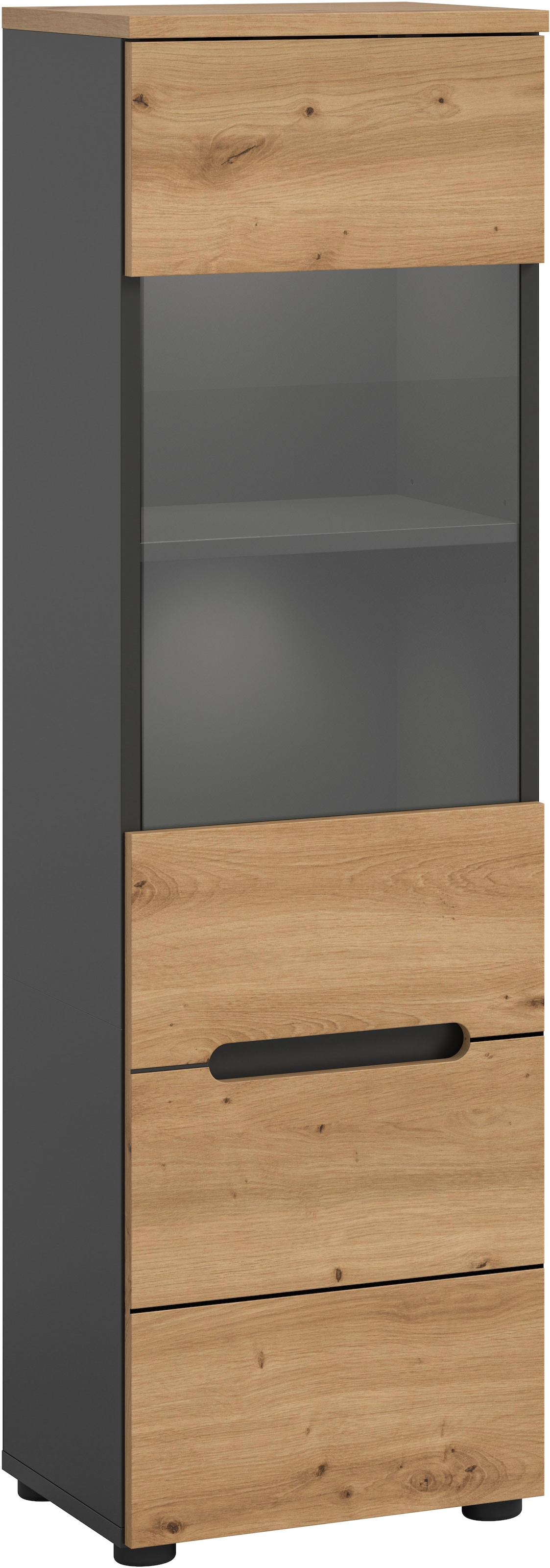 Home affaire Vitrine »REHAT, TOPSELLER!, Höhe 125 cm, 1 Glastür, 1 Böden, 3 Fächer« stehend und hängend montierbar, 1 Stk. tlg. Vitrinenschrank, Schrank, Glasvitrine, Wohnzimmervitrine