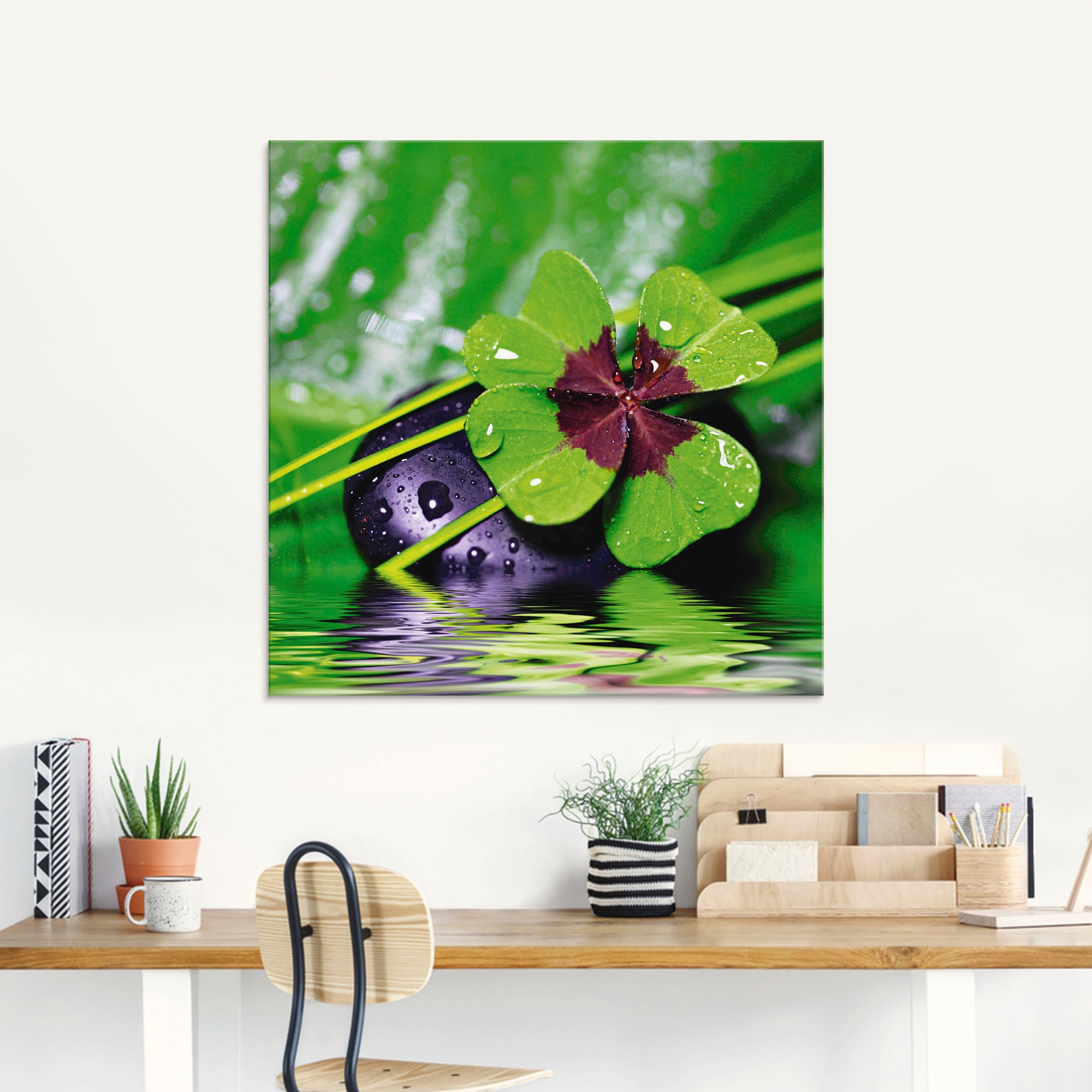 Artland Glasbild »Glücksklee... Entspann mal wieder« Zen 1 Stk. tlg. in verschiedenen Grössen