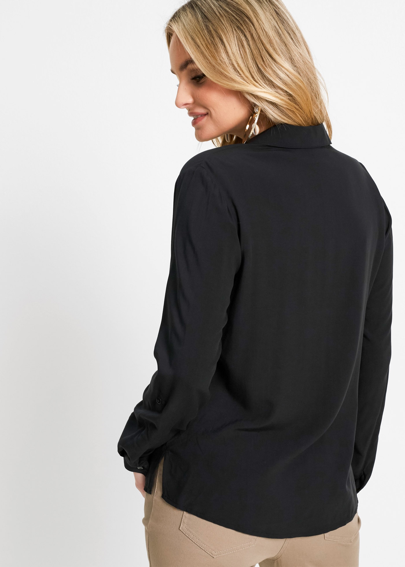 bonprix Blouse à manches longues figurumspielende Passform, für Casualmode, aus Viskose