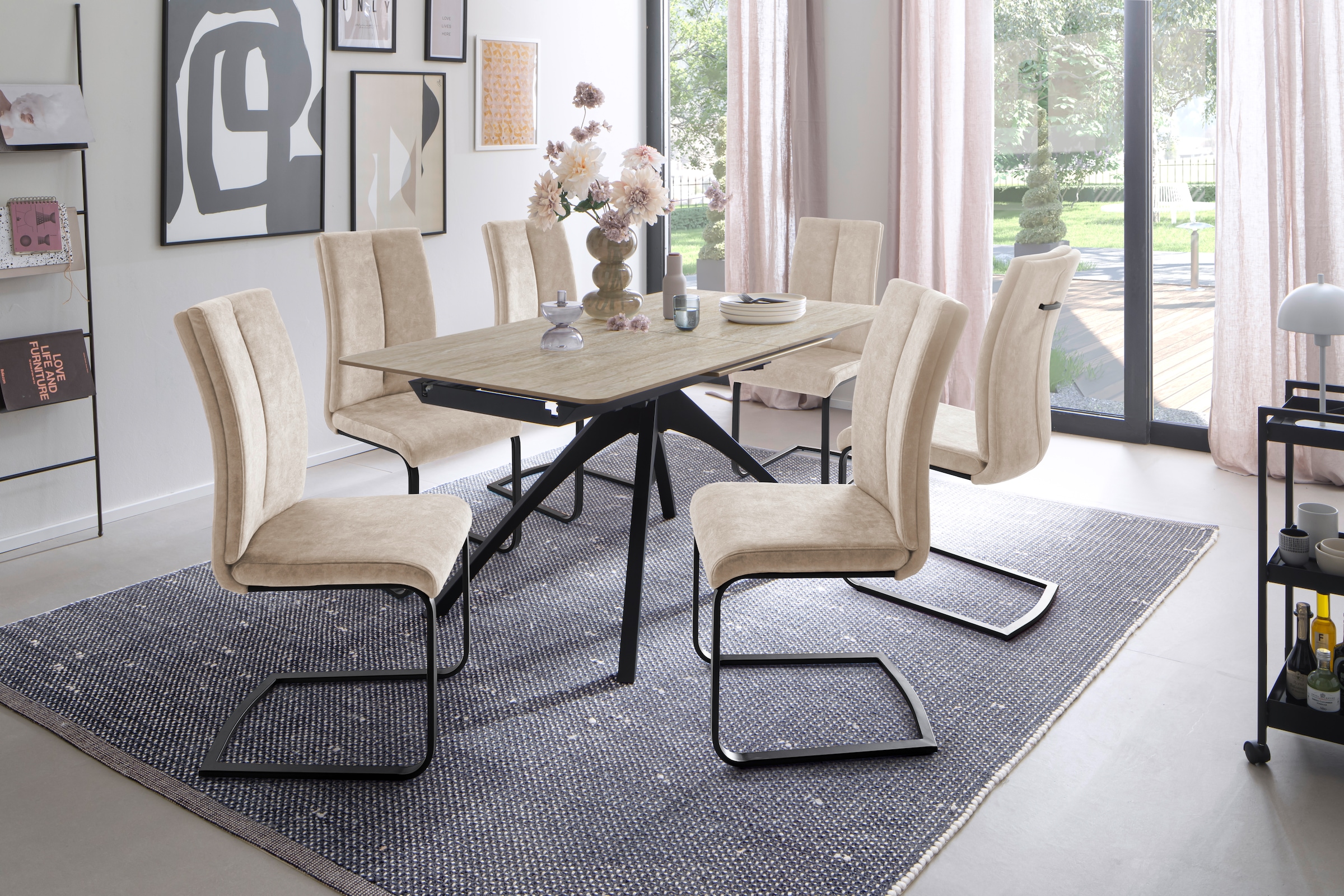 MCA furniture Table de salle à manger »CERRITO Auszugtisch 160-220 cm - marmoriert« 1 cuis tlg. Keramik,Metall,Synchronauszug,ausziehbar,8-10 Personen