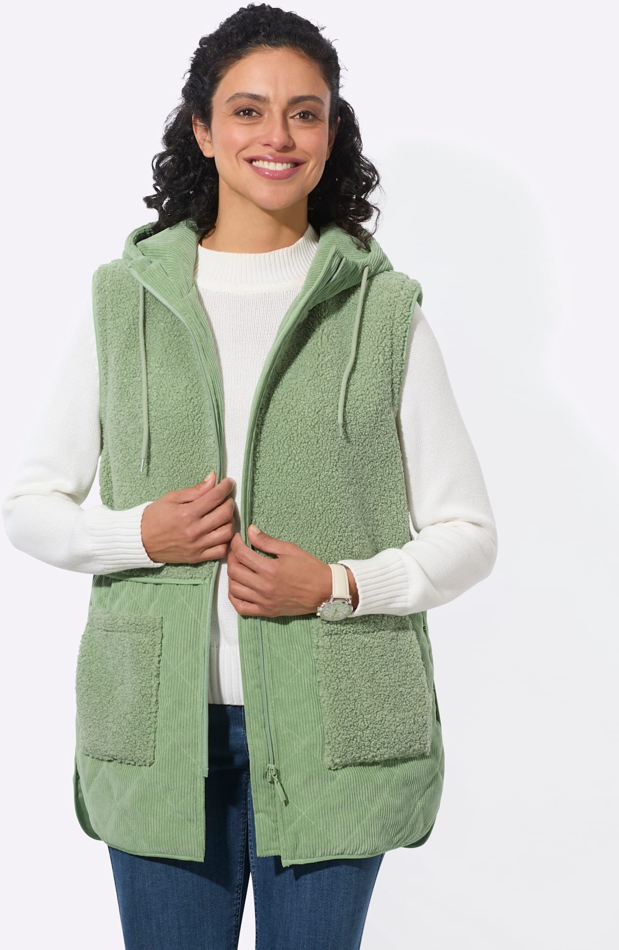 Inspirationen Veste double mit Kapuze