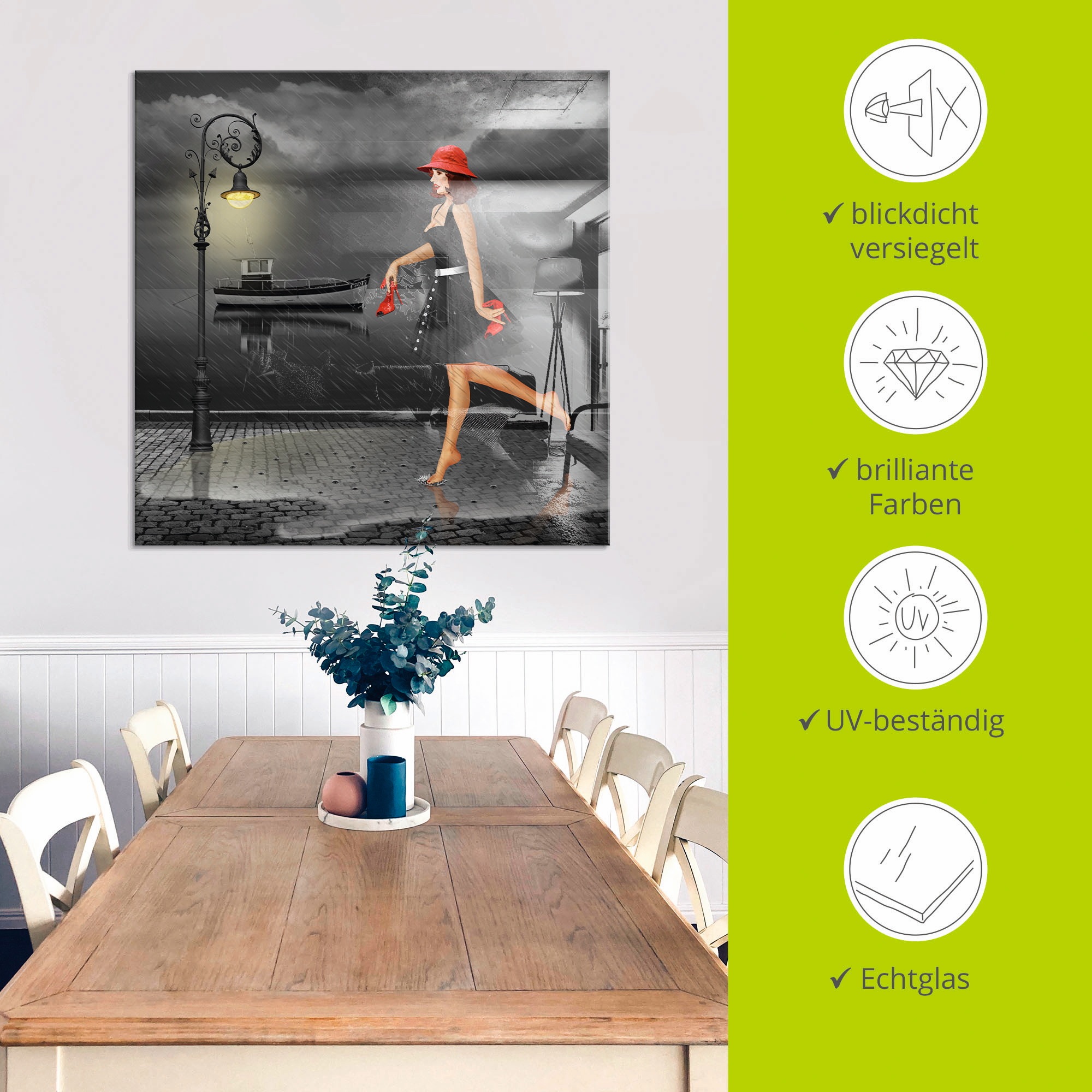 Artland Glasbild »Tanzen im Regen« Frau 1 Stk. tlg. in verschiedenen Grössen