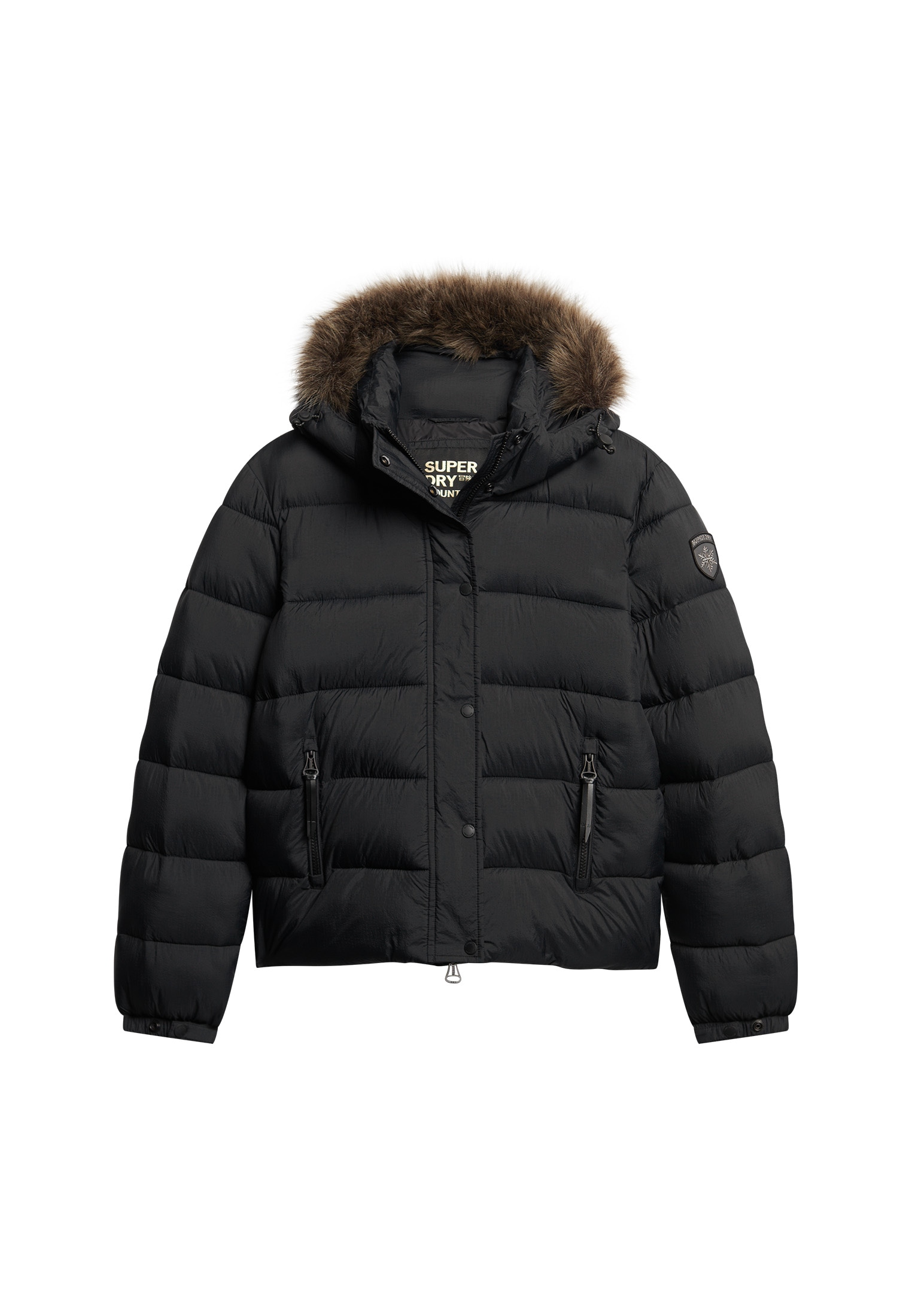 Superdry Steppjacke »FAUX FUR SHORT HOOD PUFFER« mit Kapuze