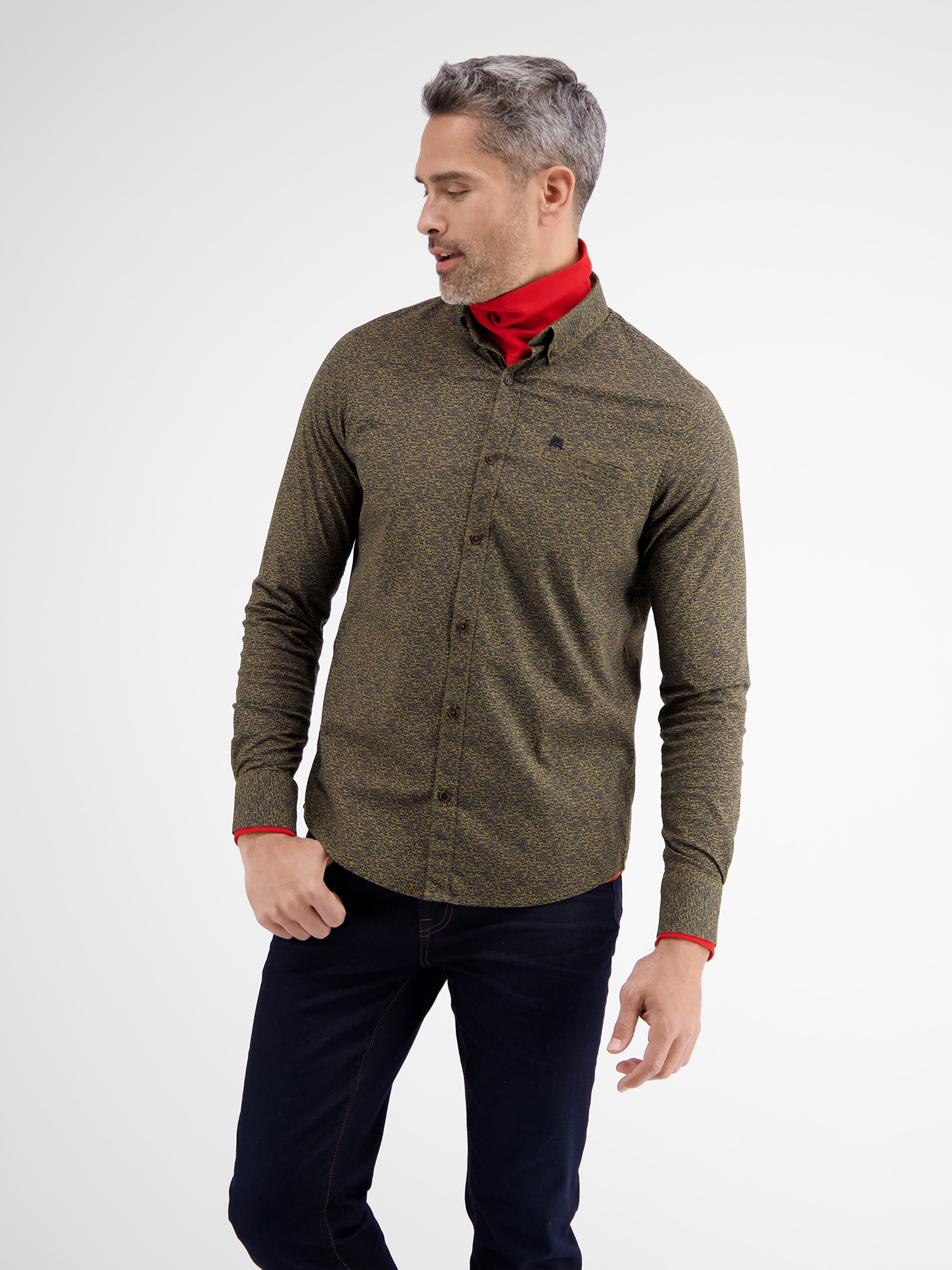 LERROS Langarmhemd »LERROS Poplinhemd mit Alloverprint«