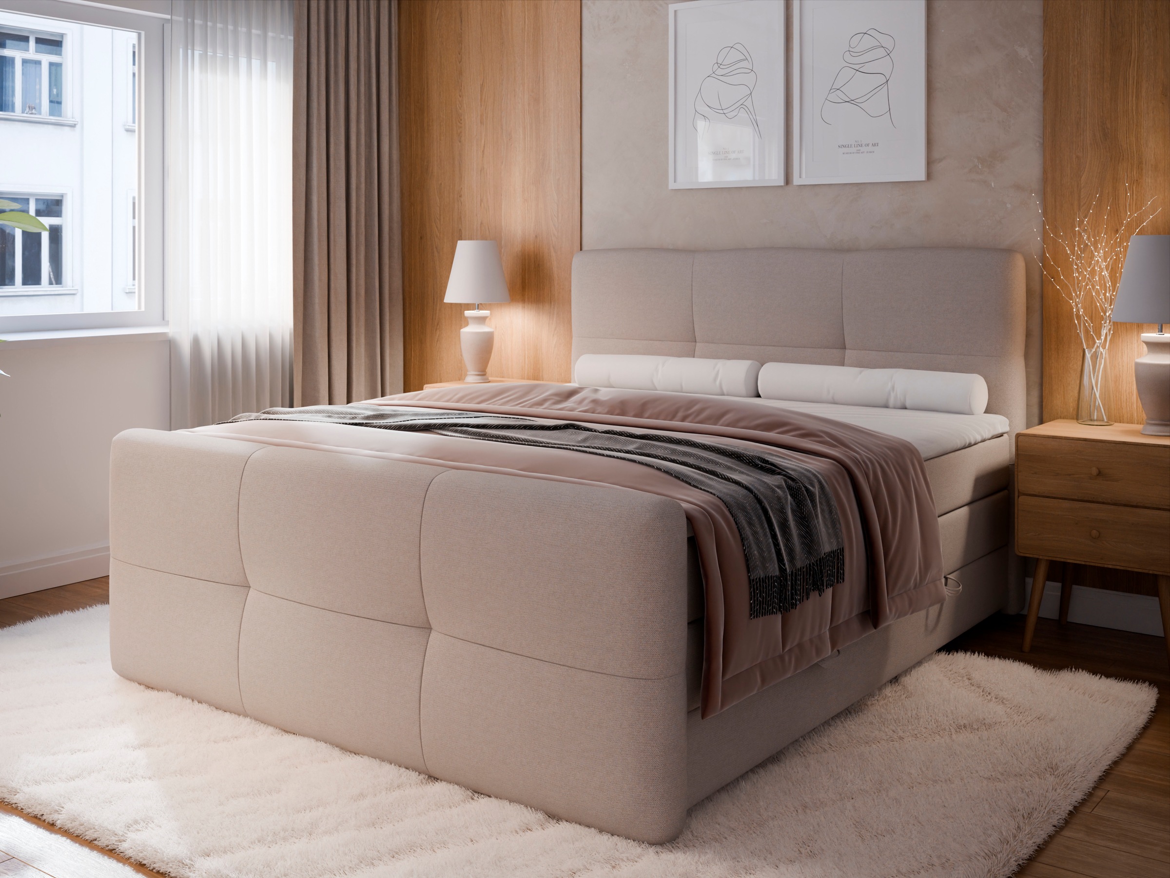 FORTE Boxspringbett »STAR erhältlich in den Breiten 140cm, 160cm & 180cm, inkl. Bettkasten« inkl. Fussteil, erhältlich in verschiedenen Farben