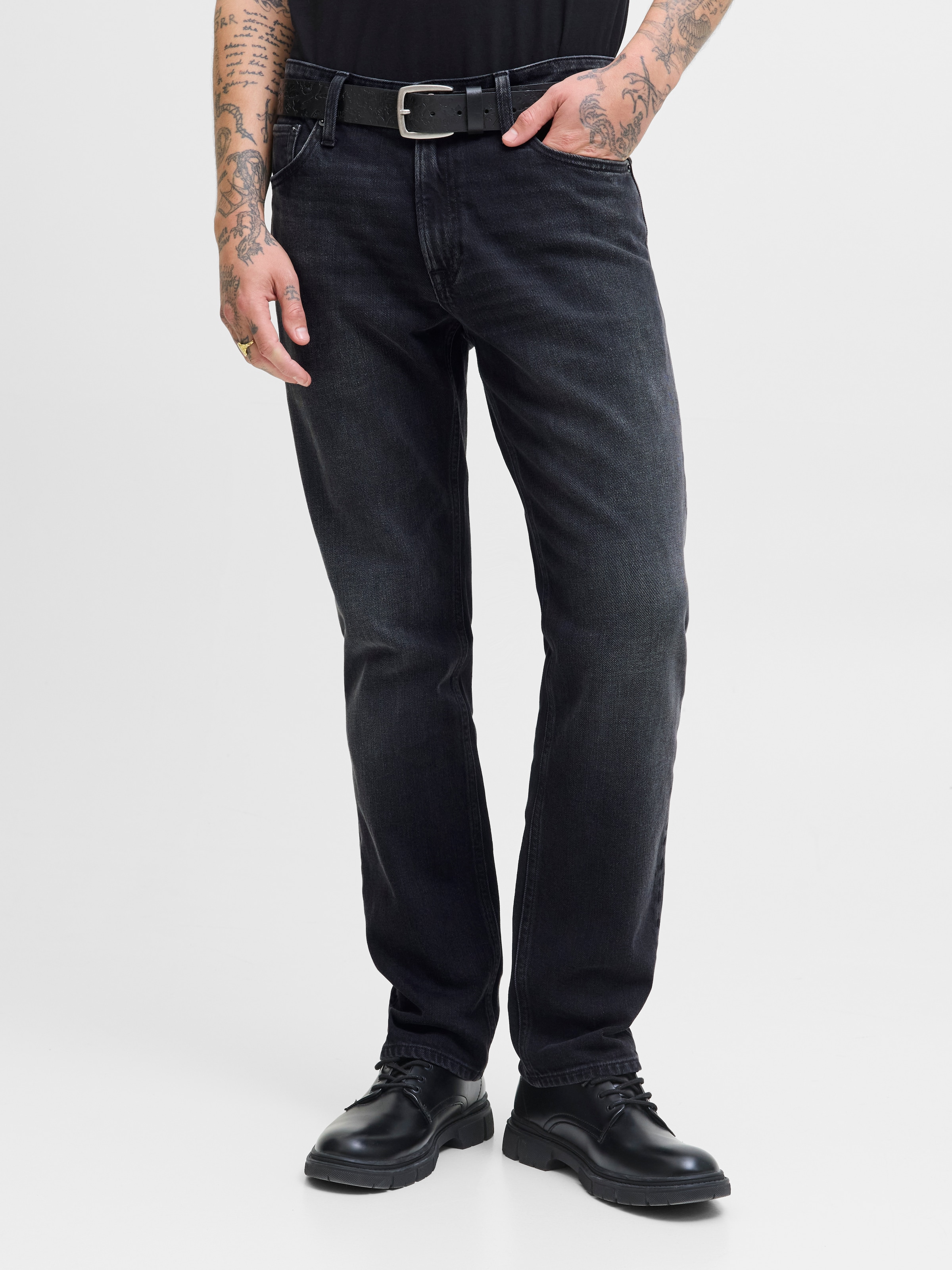 Jack & Jones Jeans coupe régulière »JJICLARK im Used-Look, Stretchkomfort und niedrige Leibhöhe« Baumwolle, regular fit