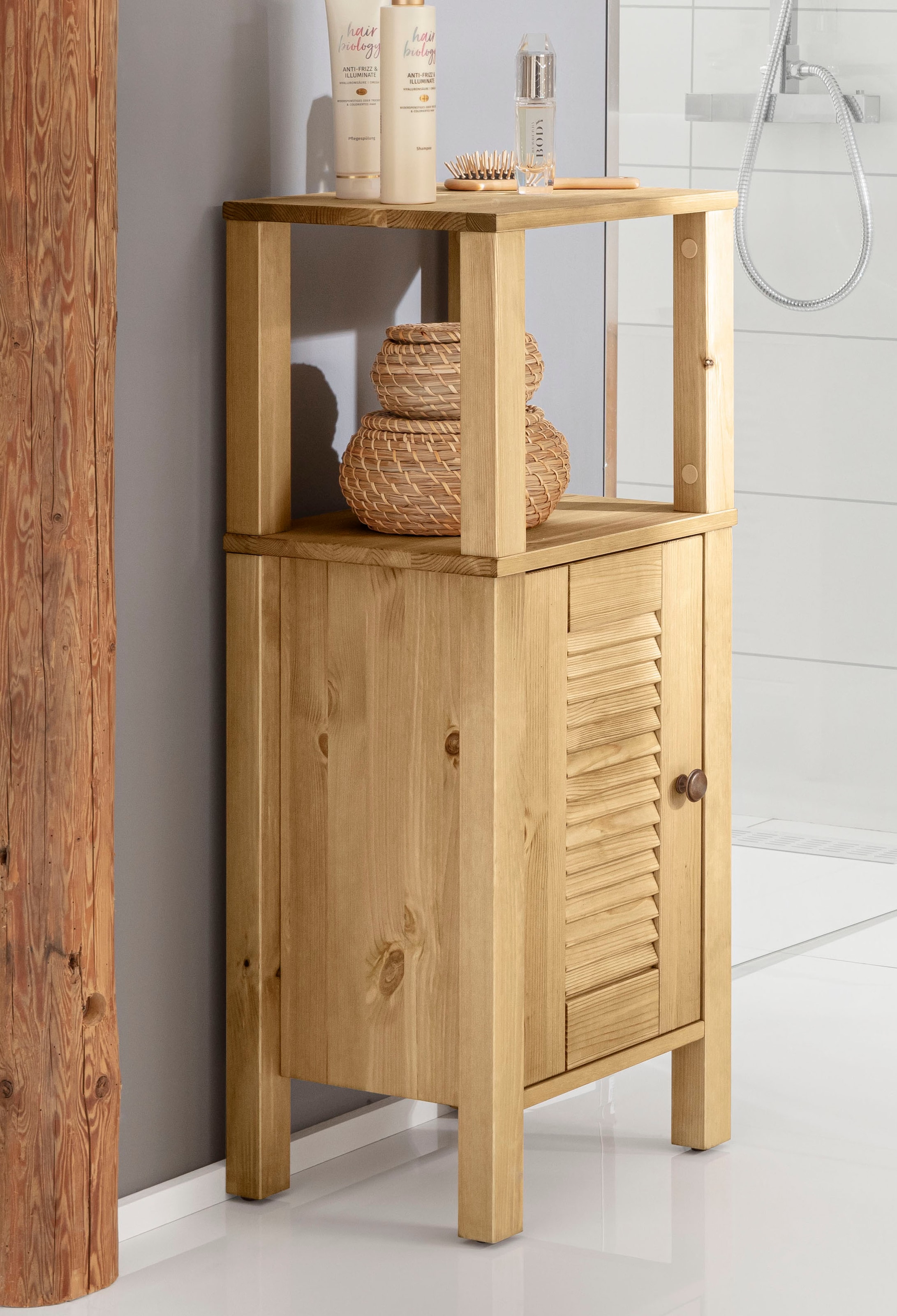GOODproduct Unterschrank »Ayanna« aus Massivholz, FSC®, Lamellenfront, Breite 34 cm
