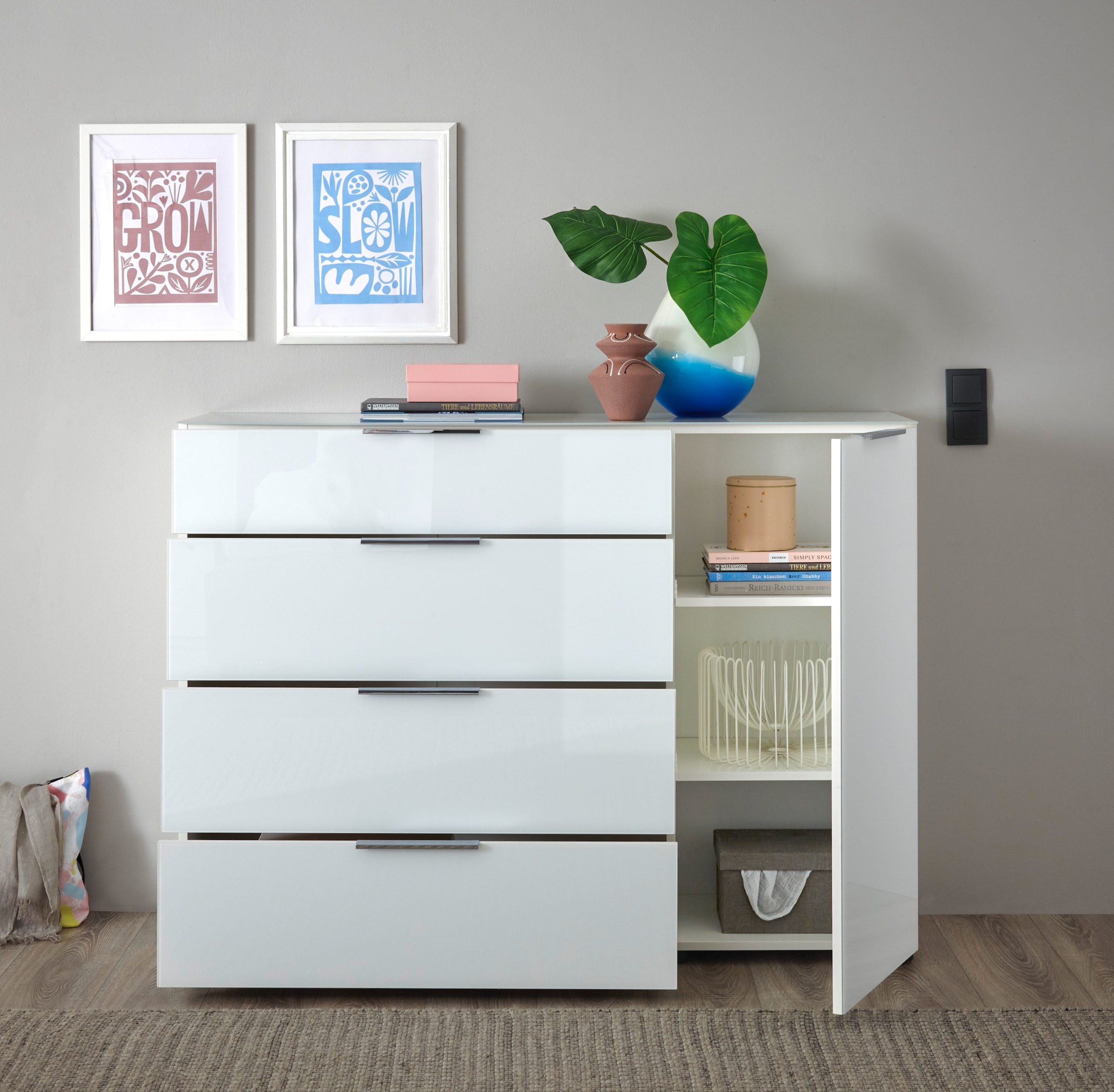 HBZ Kommode »Santorin, BxHxT 135x99x40 cm« 1 Stk. tlg. Breite 135cm, Softclose für Türen und Schubkästen, Melaminbeschichtung