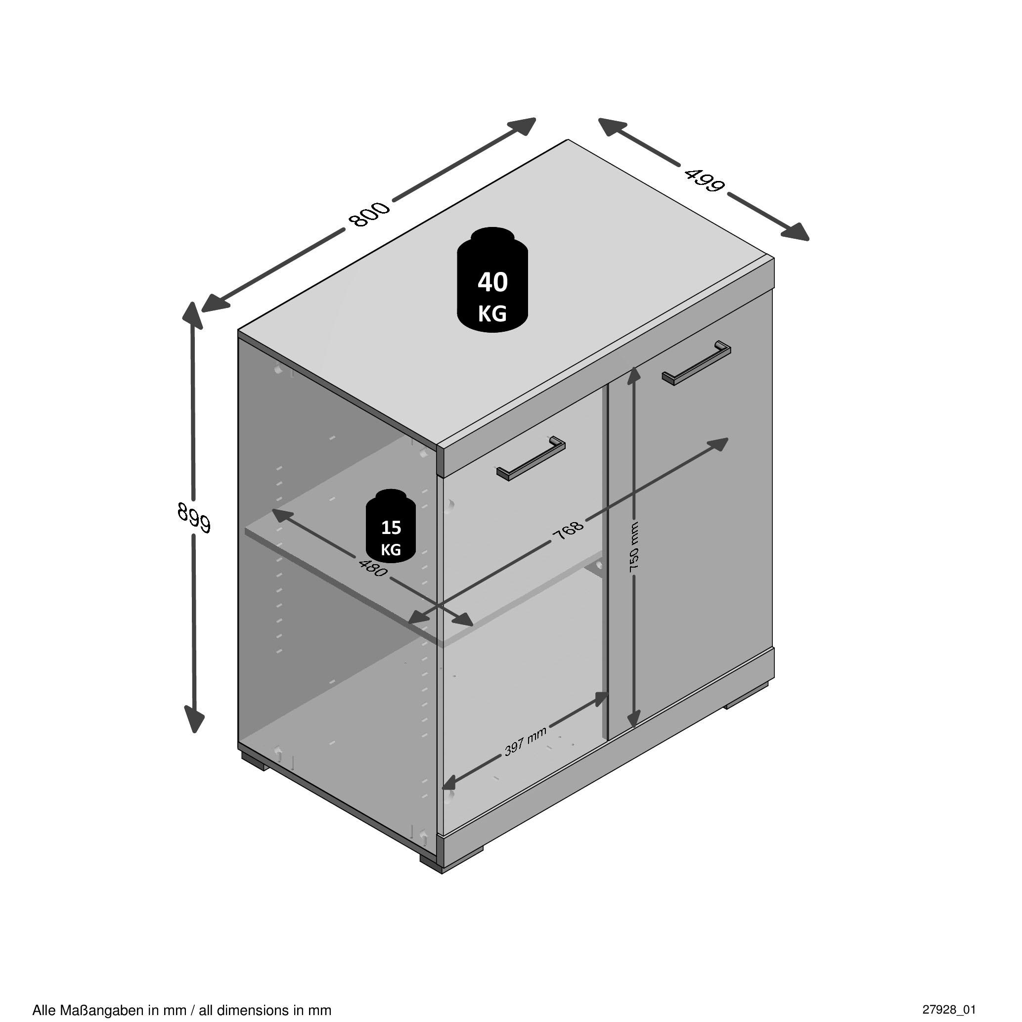 FMD Commode »Bristol« In unterschiedlichen Tiefen, mit verstellbaren Böden