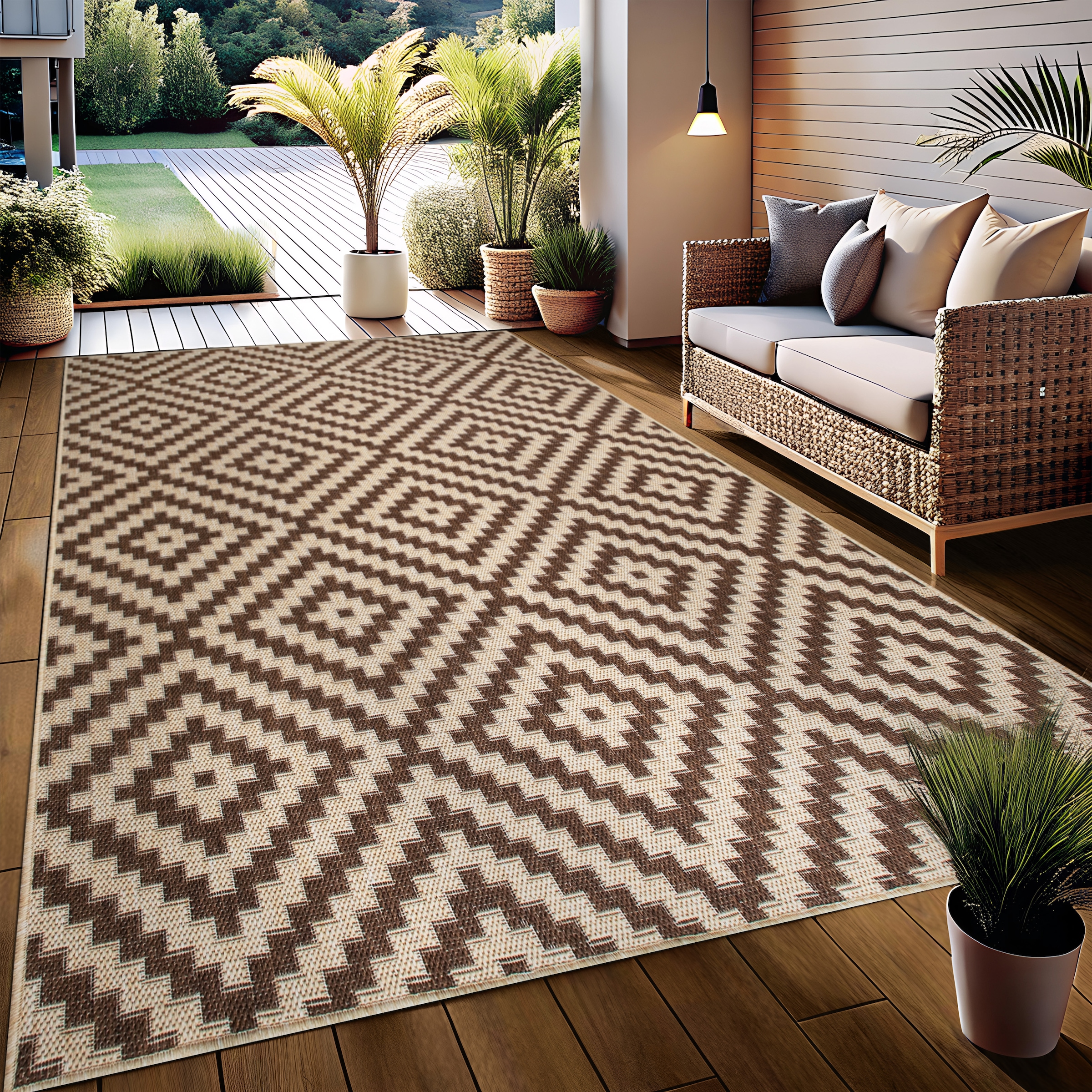 my home Teppich »Cordoba auch als Läufer erhältlich« rechteckig 3 mm Höhe In- und Outdoor geeignet, Sisal-Optik, Wetterfest & UV-beständig, Boho