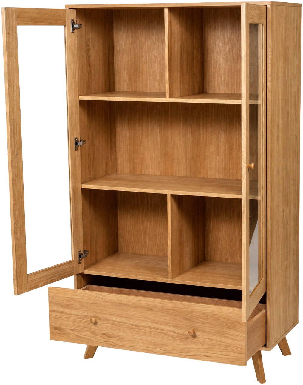 Woodman Vitrine en verre »Kensal« au design scandinave épuré, placage chêne, FSC®