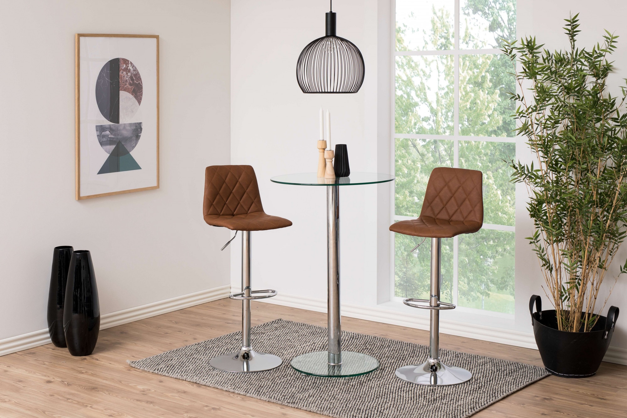 ACTONA GROUP Tabouret de bar »Emu« tabouret de bar, aspect cuir PU, brun, pied trompette, hauteur d’assise: 61-82 cm