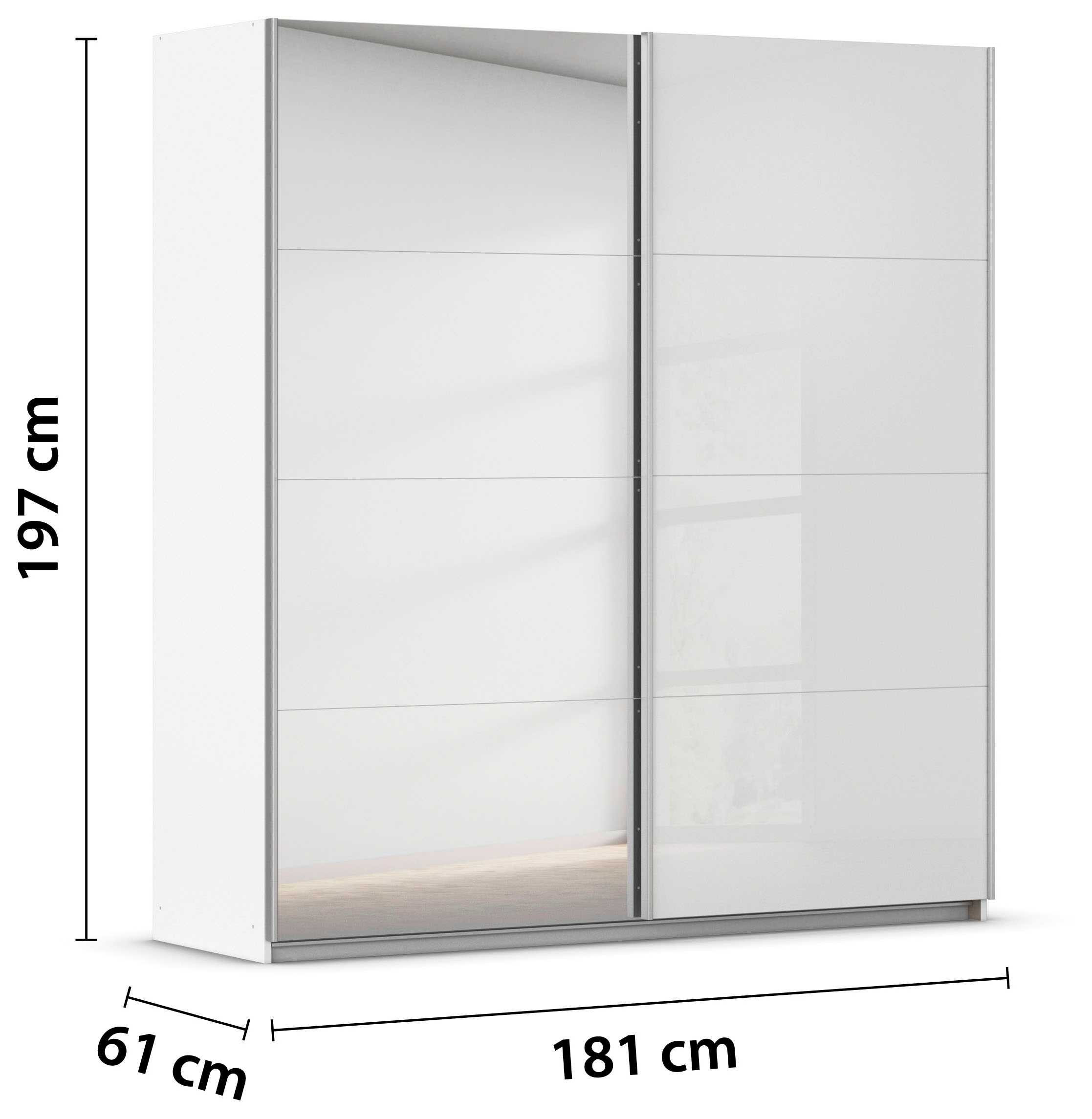 rauch Armoire à portes coulissantes »Kleiderschrank Schrank KinderzimmerSUBITO« Schlafzimmerschrank Glas- und Spiegel Breiten 136 & 181 - Höhe 197 cm