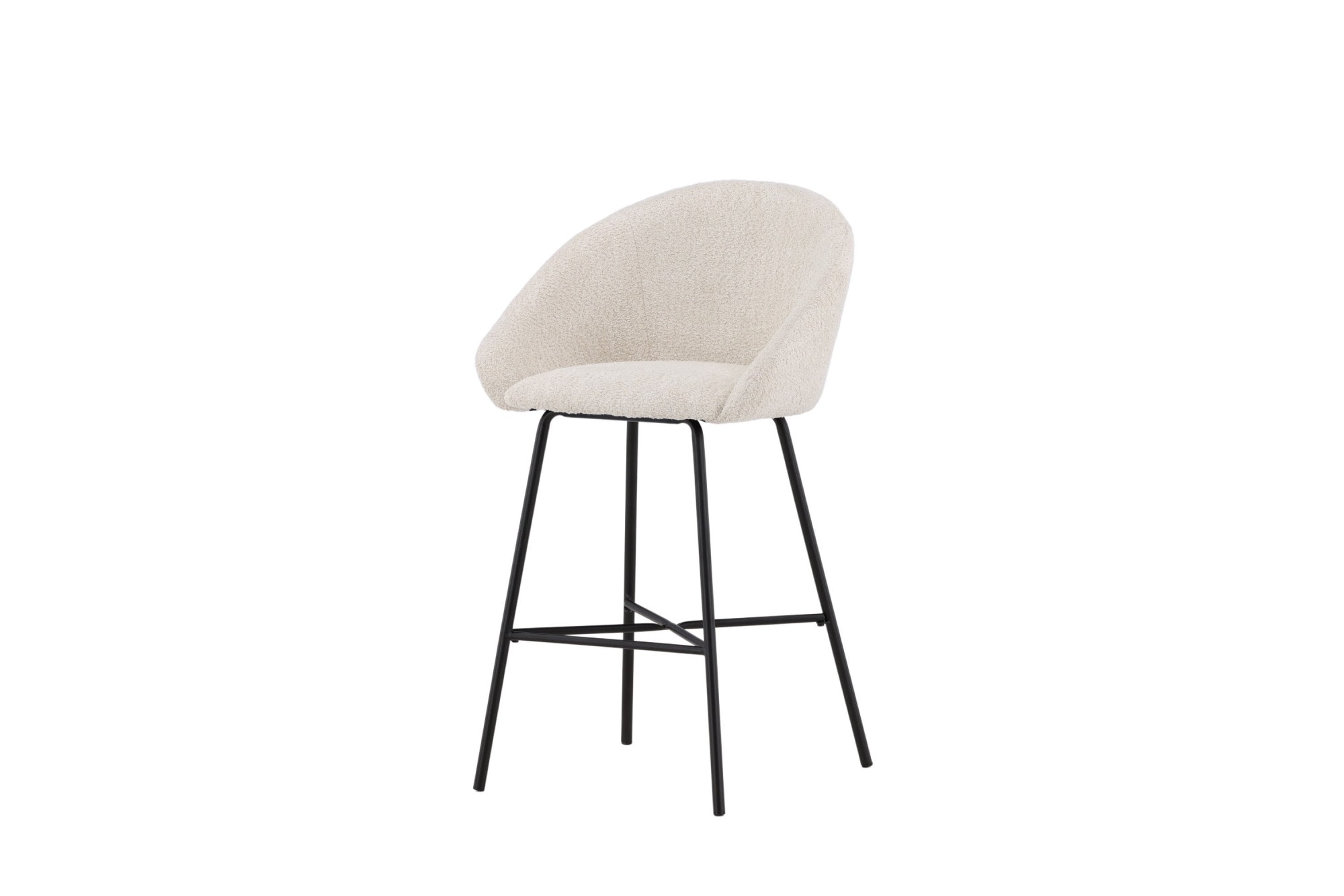 Venture Home Tabouret de bar »Velvet, 2er-Set Barhocker mit weissem Teddy-Sitz, belastbar bis 150 kg« 2 cuis tlg. Tabouret de bar, revêtement en peluche, cadre en acier noir, repose-pieds, douillet
